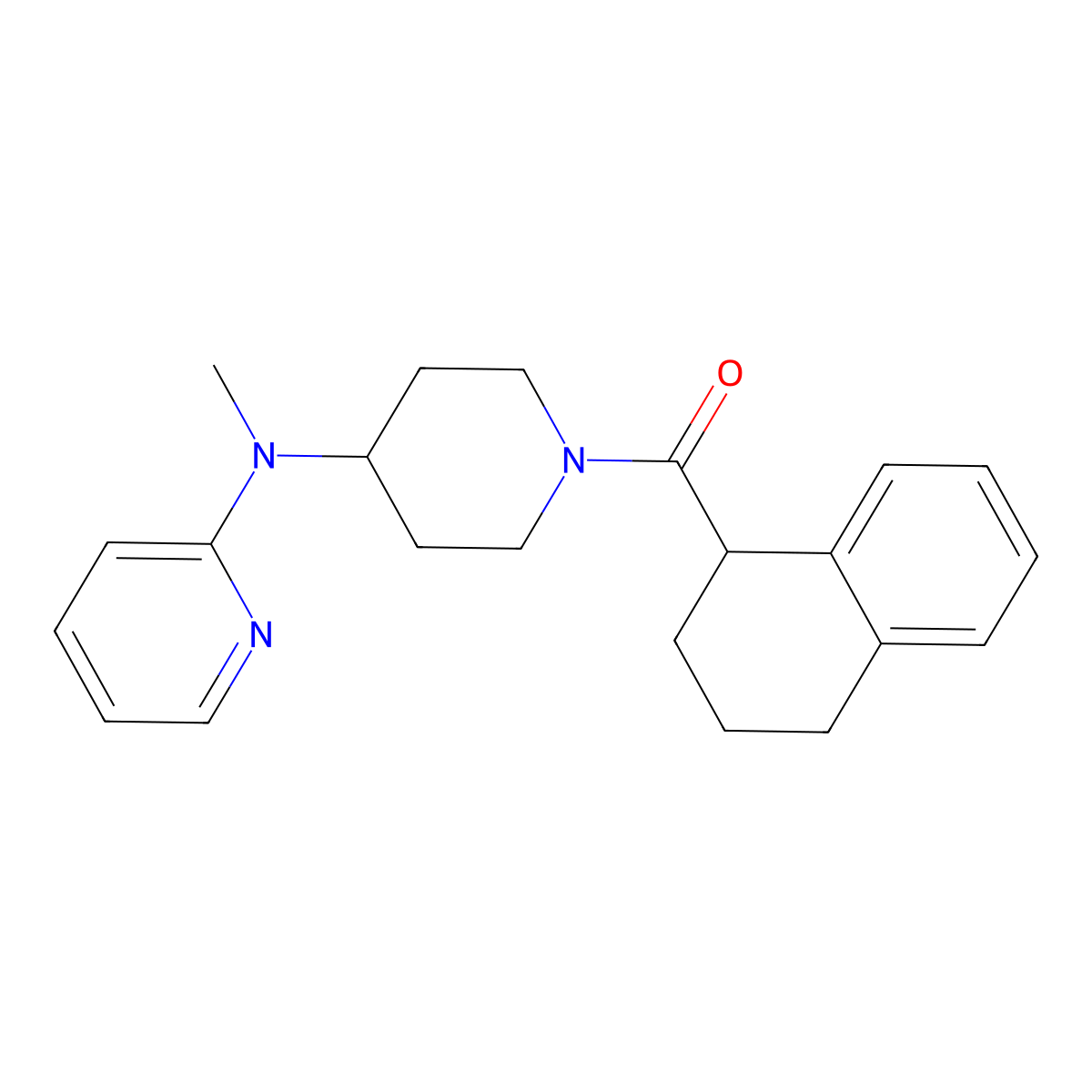 N-methyl-N-[1-(1,2,3,4-tetrahydronaphthalene-1-carbonyl)piperidin-4-yl]pyridin-2-amine molecular structure, CAS 2742062-96-8