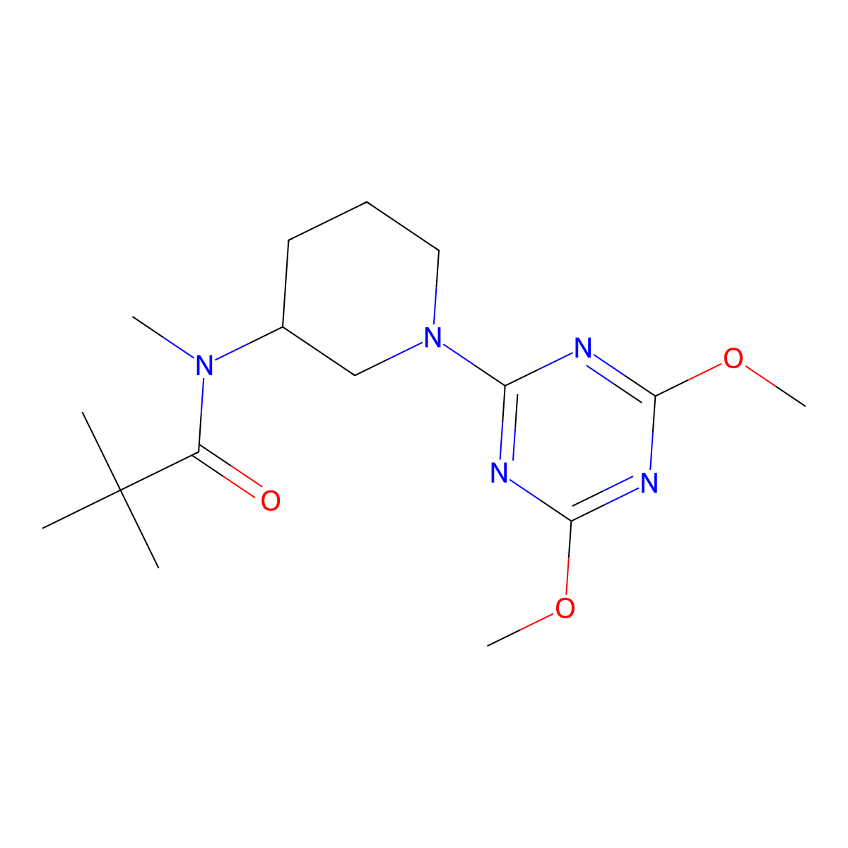 N-[1-(4,6-dimethoxy-1,3,5-triazin-2-yl)piperidin-3-yl]-N,2,2-trimethylpropanamide molecular structure, CAS 2742063-01-8