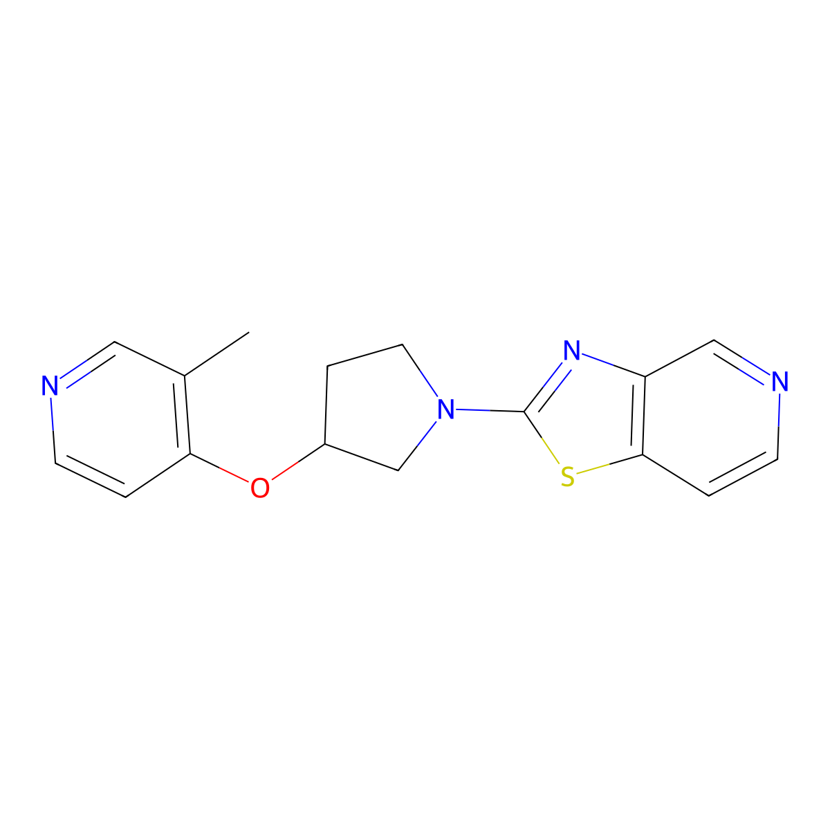 3-Methyl-4-[(1-{[1,3]thiazolo[4,5-c]pyridin-2-yl}pyrrolidin-3-yl)oxy]pyridine molecular structure, CAS 2742063-04-1