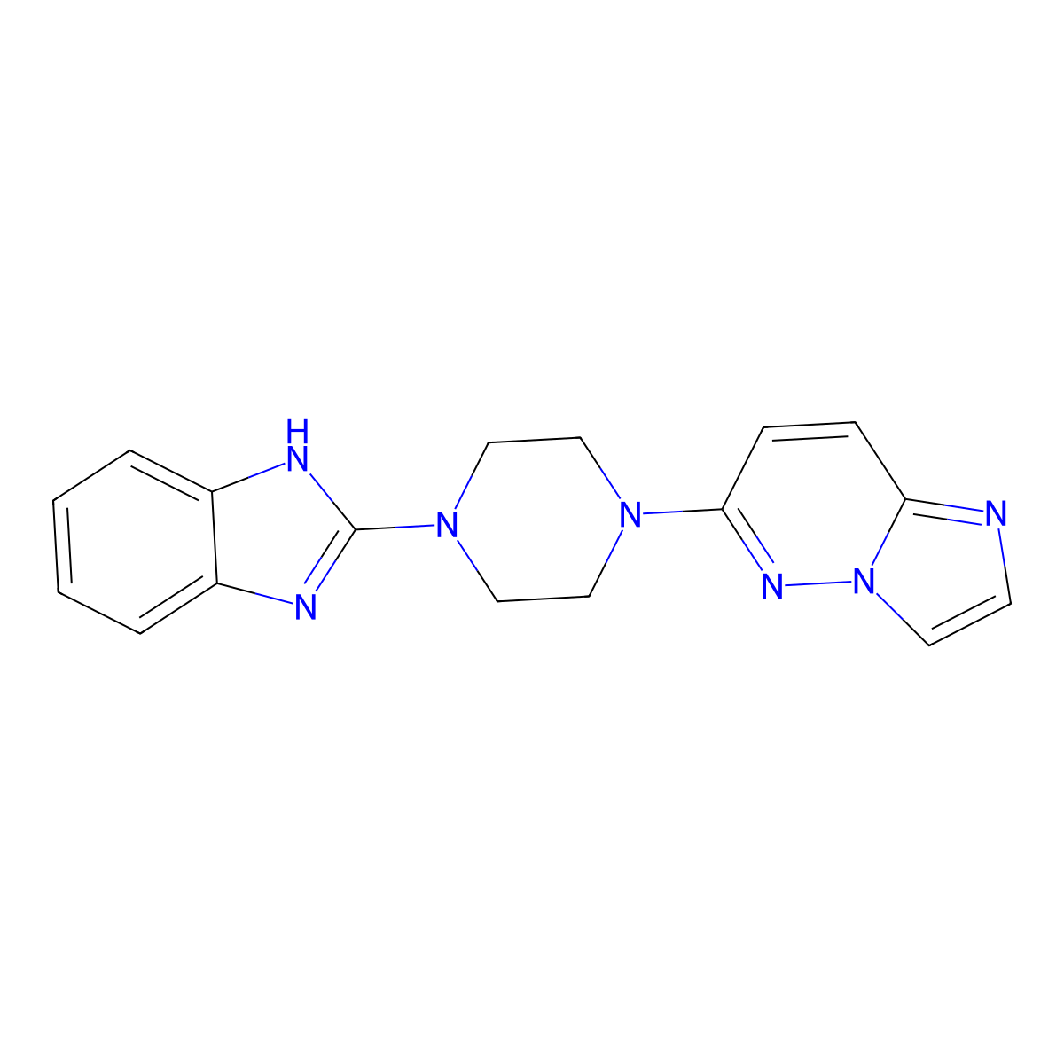 2-(4-{imidazo[1,2-b]pyridazin-6-yl}piperazin-1-yl)-1H-1,3-benzodiazole molecular structure, CAS 2742063-07-4
