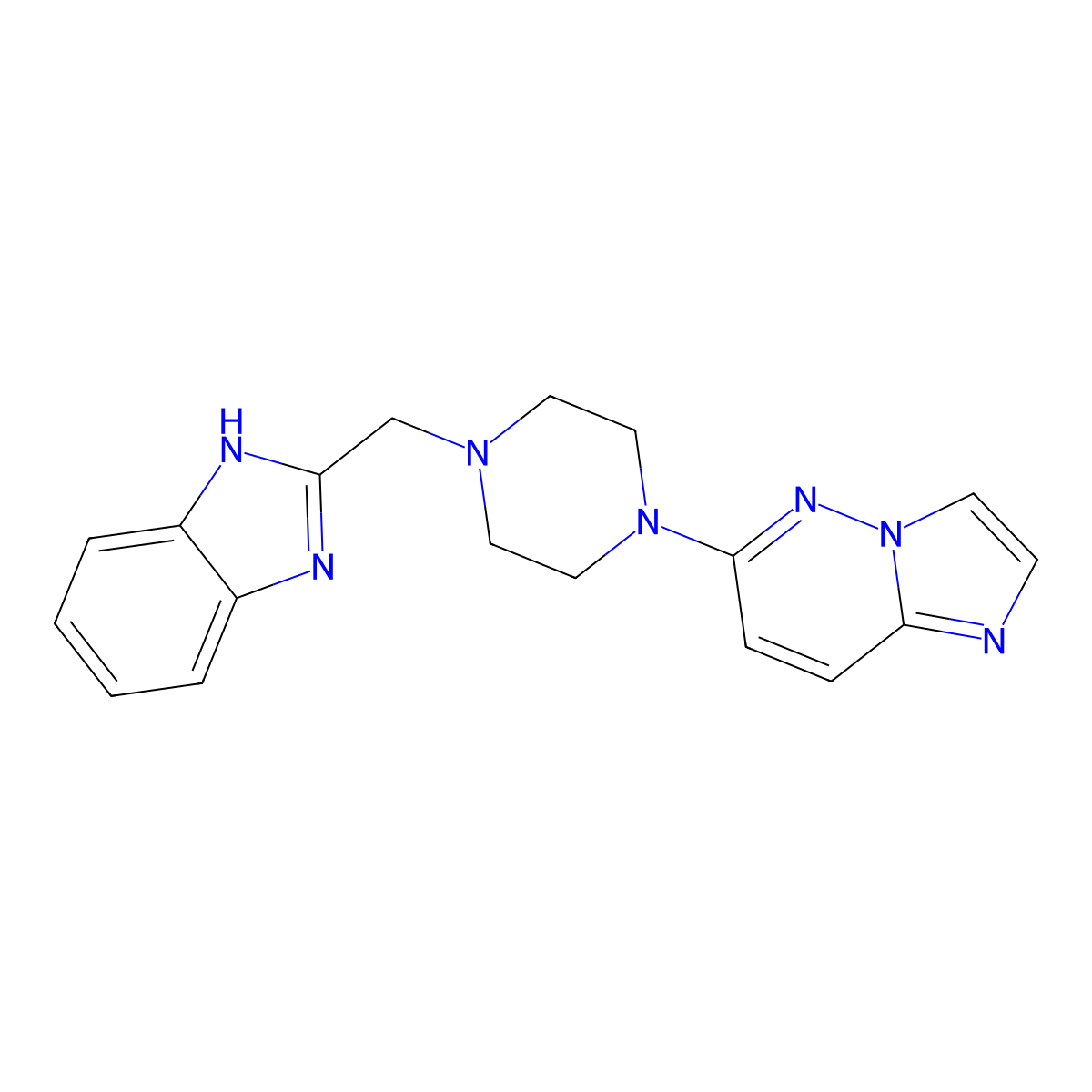 2-[(4-{imidazo[1,2-b]pyridazin-6-yl}piperazin-1-yl)methyl]-1H-1,3-benzodiazole molecular structure, CAS 2742063-16-5