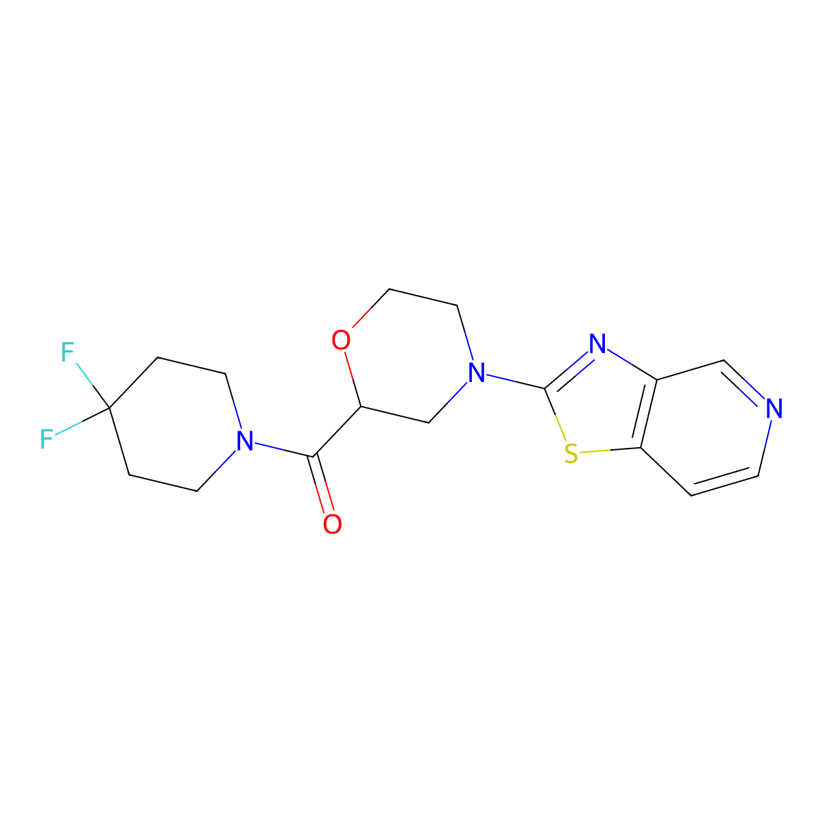 2-(4,4-Difluoropiperidine-1-carbonyl)-4-{[1,3]thiazolo[4,5-c]pyridin-2-yl}morpholine molecular structure, CAS 2742063-18-7