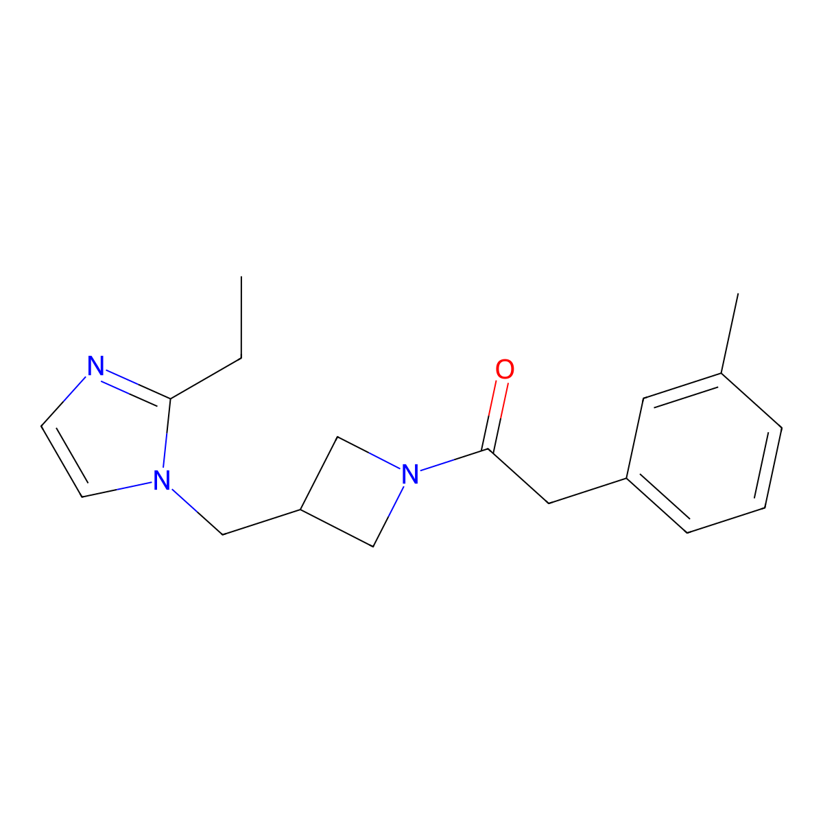 1-{3-[(2-ethyl-1H-imidazol-1-yl)methyl]azetidin-1-yl}-2-(3-methylphenyl)ethan-1-one molecular structure, CAS 2742063-22-3