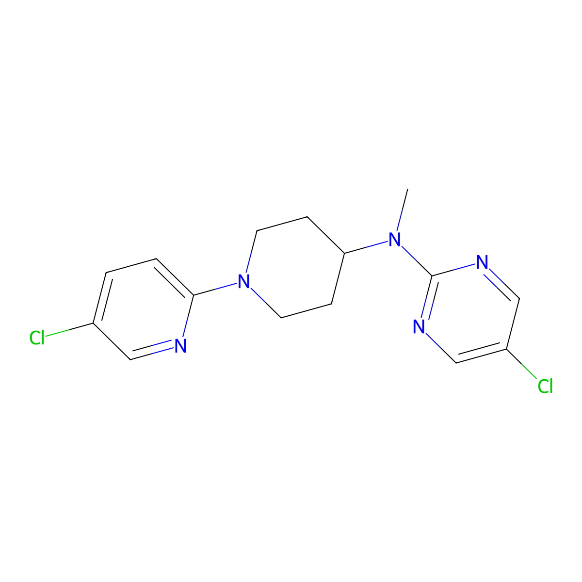 5-chloro-N-[1-(5-chloropyridin-2-yl)piperidin-4-yl]-N-methylpyrimidin-2-amine molecular structure, CAS 2742063-23-4