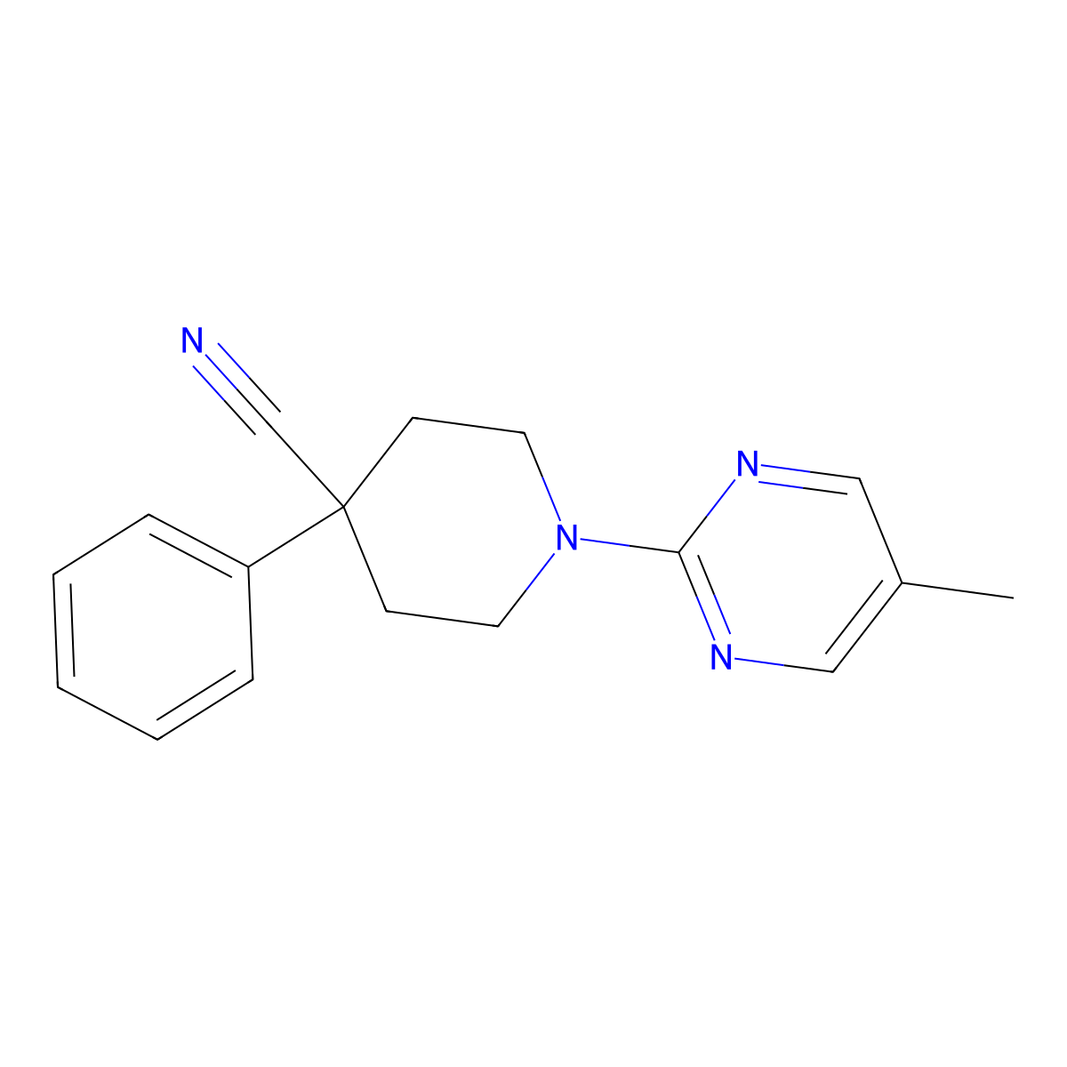 1-(5-Methylpyrimidin-2-yl)-4-phenylpiperidine-4-carbonitrile molecular structure, CAS 2742063-24-5