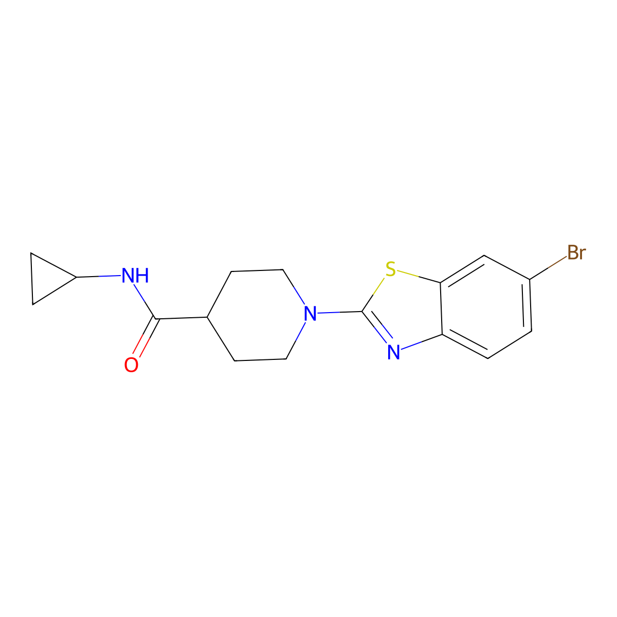 1-(6-bromo-1,3-benzothiazol-2-yl)-N-cyclopropylpiperidine-4-carboxamide molecular structure, CAS 2742063-27-8