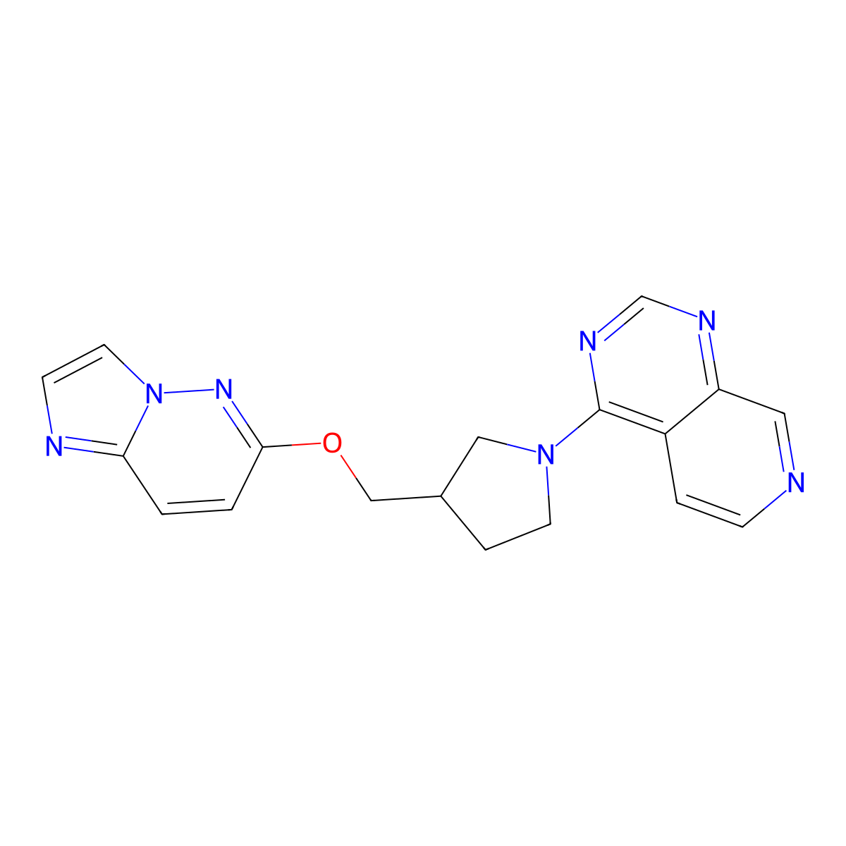 3-({Imidazo[1,2-b]pyridazin-6-yloxy}methyl)-1-{pyrido[3,4-d]pyrimidin-4-yl}pyrrolidine molecular structure, CAS 2742063-31-4