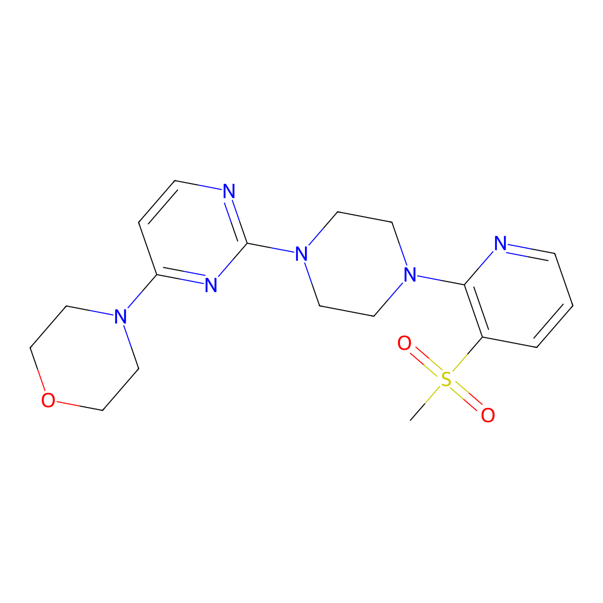 4-{2-[4-(3-Methanesulfonylpyridin-2-yl)piperazin-1-yl]pyrimidin-4-yl}morpholine molecular structure, CAS 2742063-32-5