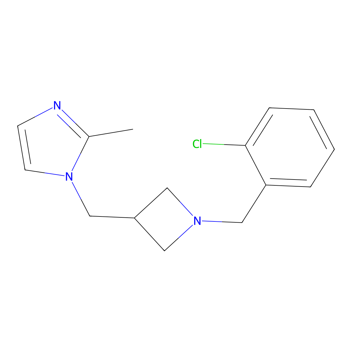 1-({1-[(2-chlorophenyl)methyl]azetidin-3-yl}methyl)-2-methyl-1H-imidazole molecular structure, CAS 2742063-34-7