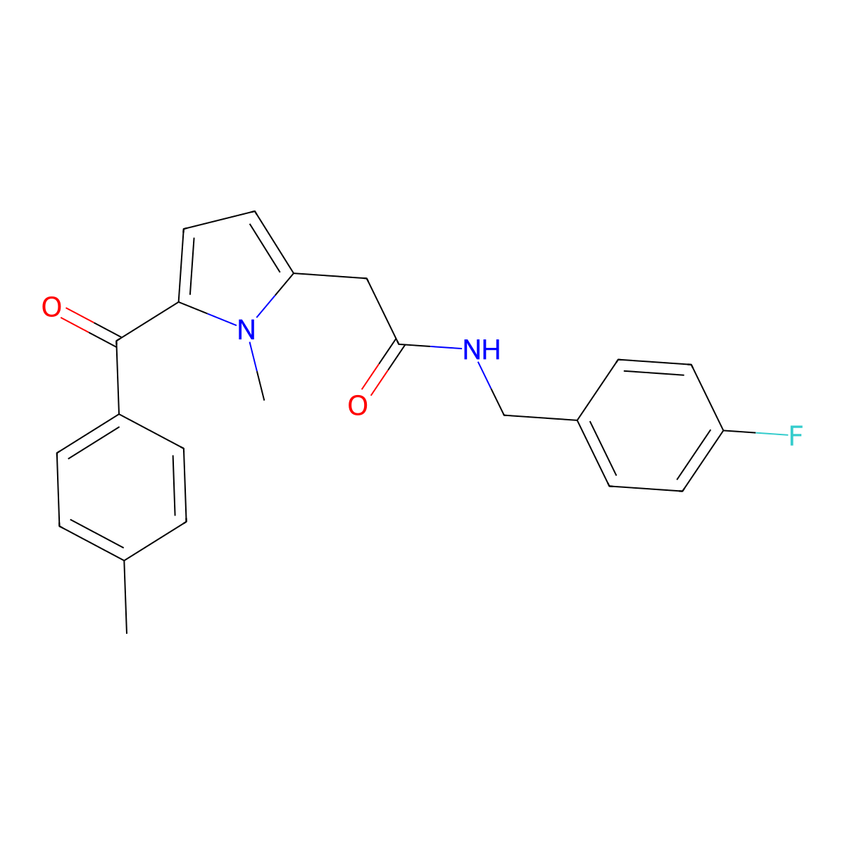 N-[(4-fluorophenyl)methyl]-2-[1-methyl-5-(4-methylbenzoyl)-1H-pyrrol-2-yl]acetamide molecular structure, CAS 2742063-37-0