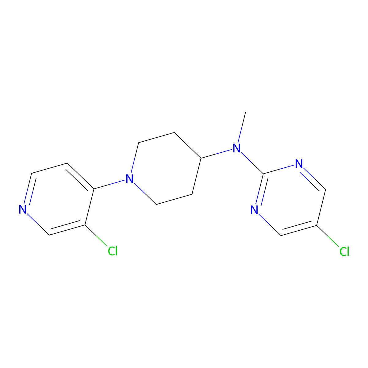 5-chloro-N-[1-(3-chloropyridin-4-yl)piperidin-4-yl]-N-methylpyrimidin-2-amine molecular structure, CAS 2742063-41-6