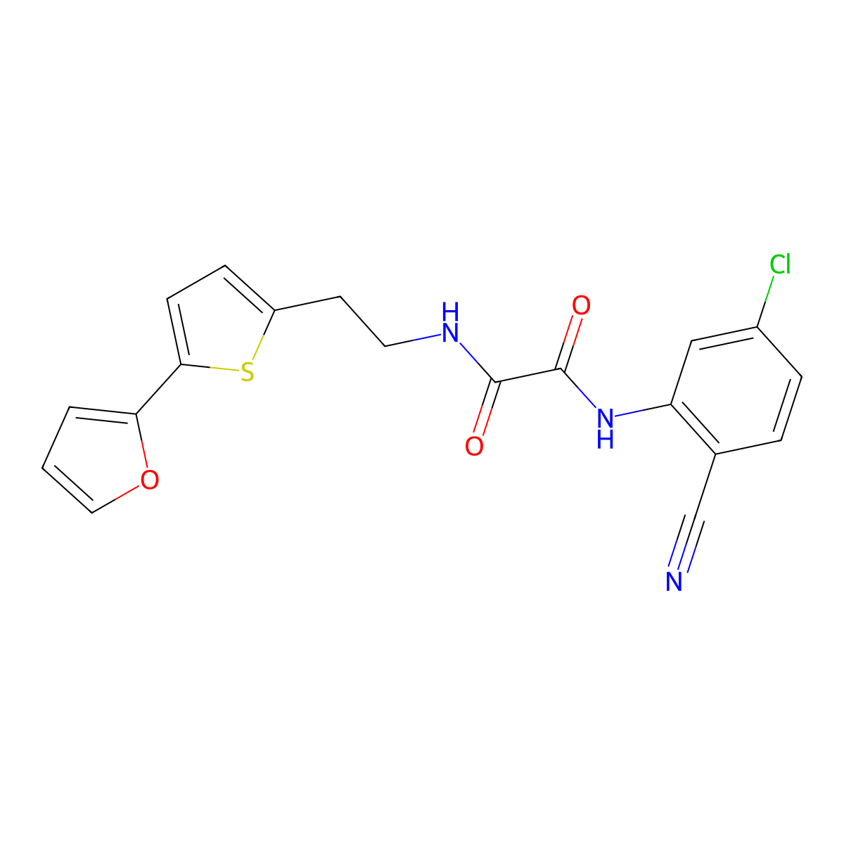 N'-(5-chloro-2-cyanophenyl)-N-{2-[5-(furan-2-yl)thiophen-2-yl]ethyl}ethanediamide molecular structure, CAS 2742063-42-7