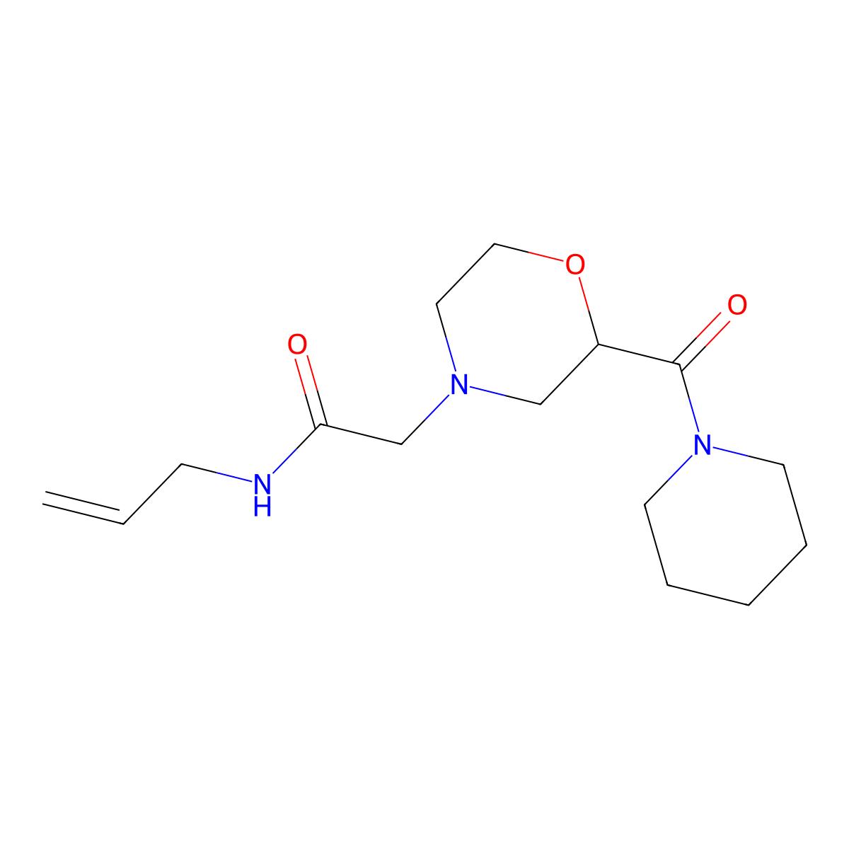 2-[2-(piperidine-1-carbonyl)morpholin-4-yl]-N-(prop-2-en-1-yl)acetamide molecular structure, CAS 2742063-44-9