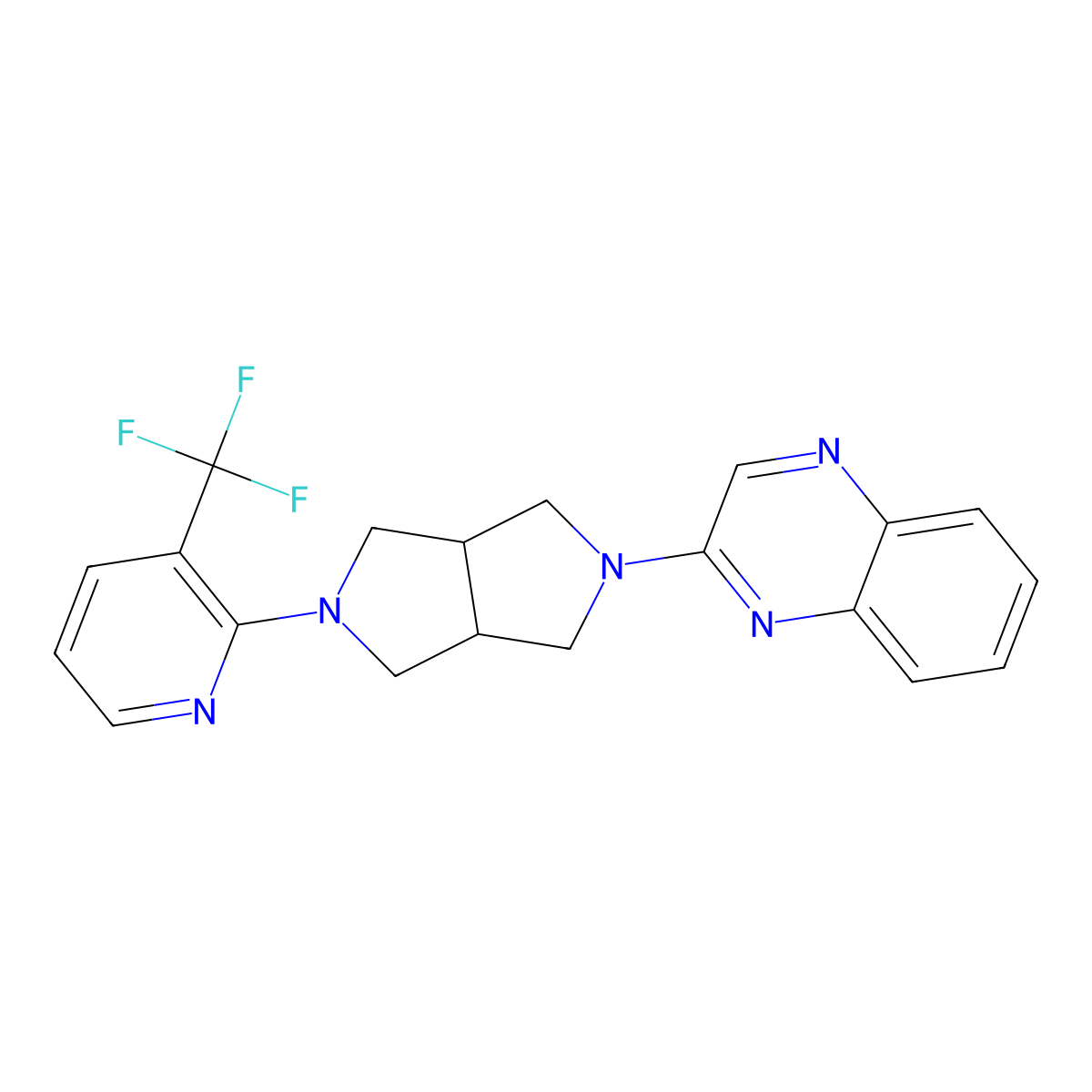 2-{5-[3-(Trifluoromethyl)pyridin-2-yl]-octahydropyrrolo[3,4-c]pyrrol-2-yl}quinoxaline molecular structure, CAS 2742063-47-2