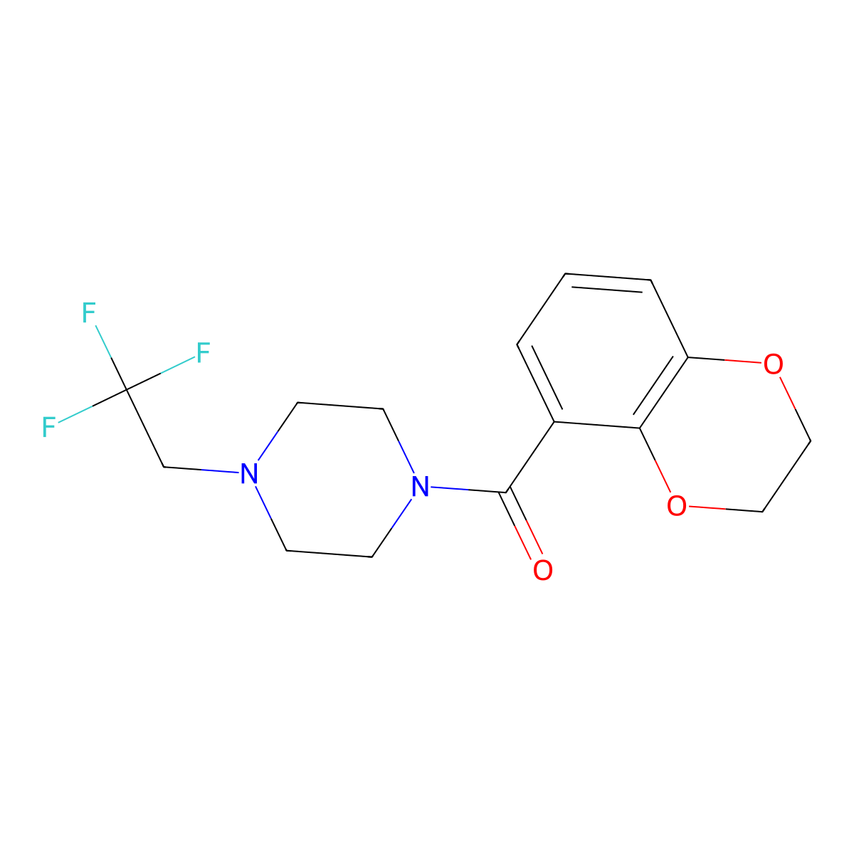1-(2,3-Dihydro-1,4-benzodioxine-5-carbonyl)-4-(2,2,2-trifluoroethyl)piperazine molecular structure, CAS 2742063-50-7