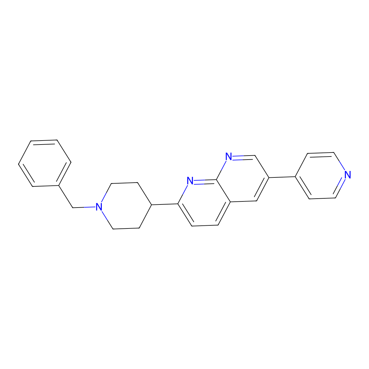 2-(1-Benzylpiperidin-4-yl)-6-(pyridin-4-yl)-1,8-naphthyridine molecular structure, CAS 2742063-52-9
