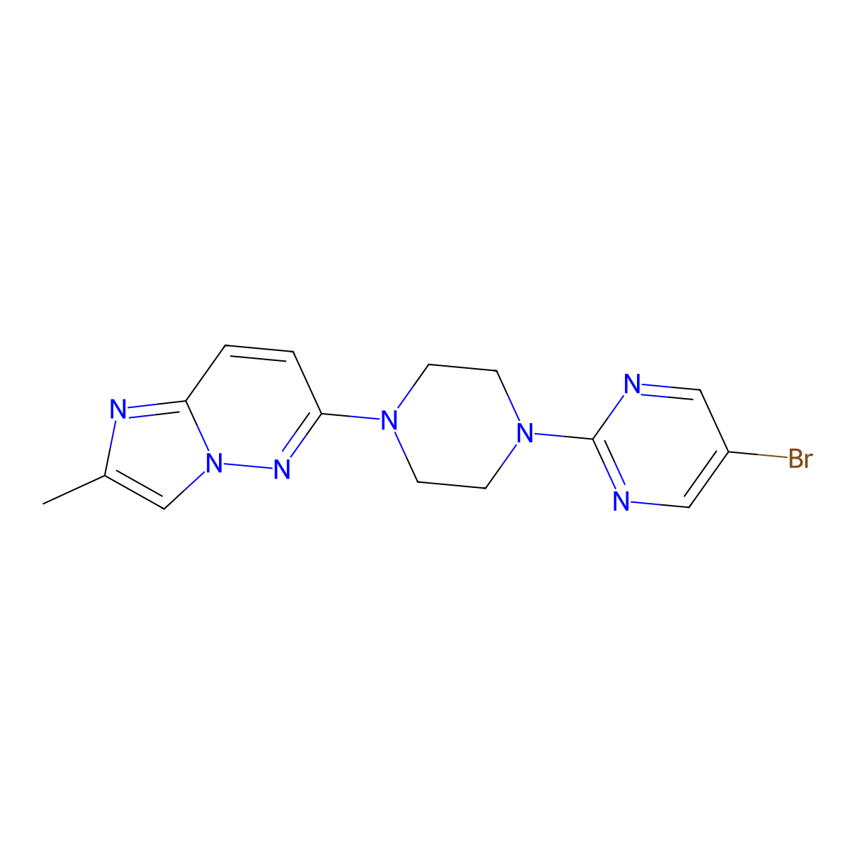 5-Bromo-2-(4-{2-methylimidazo[1,2-b]pyridazin-6-yl}piperazin-1-yl)pyrimidine molecular structure, CAS 2742063-62-1