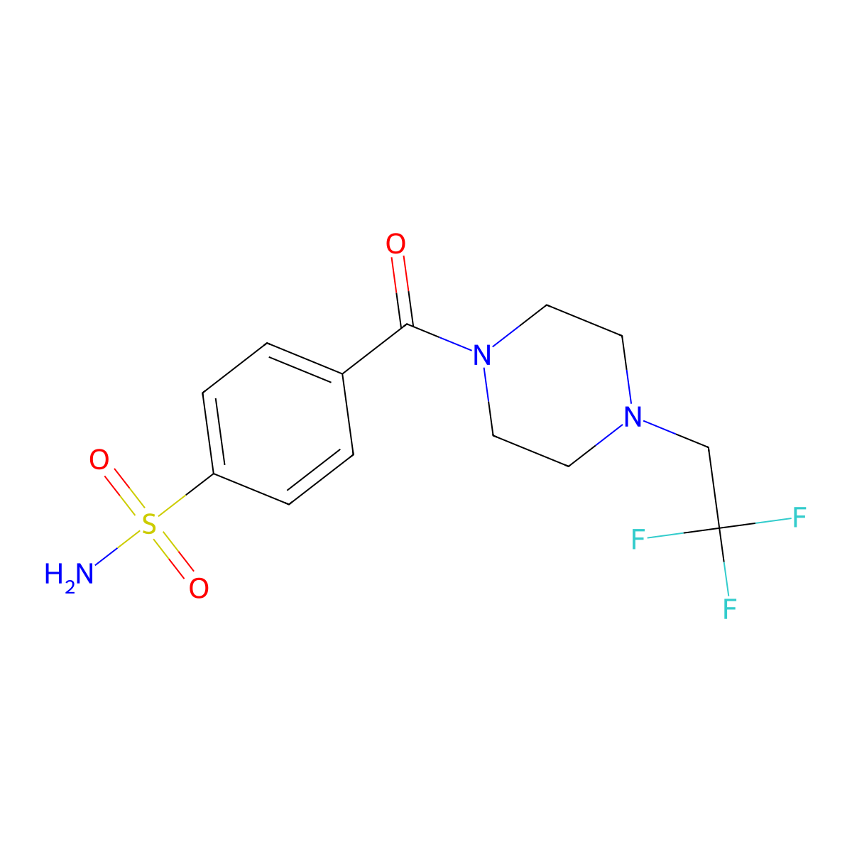 4-[4-(2,2,2-Trifluoroethyl)piperazine-1-carbonyl]benzene-1-sulfonamide molecular structure, CAS 2742063-63-2