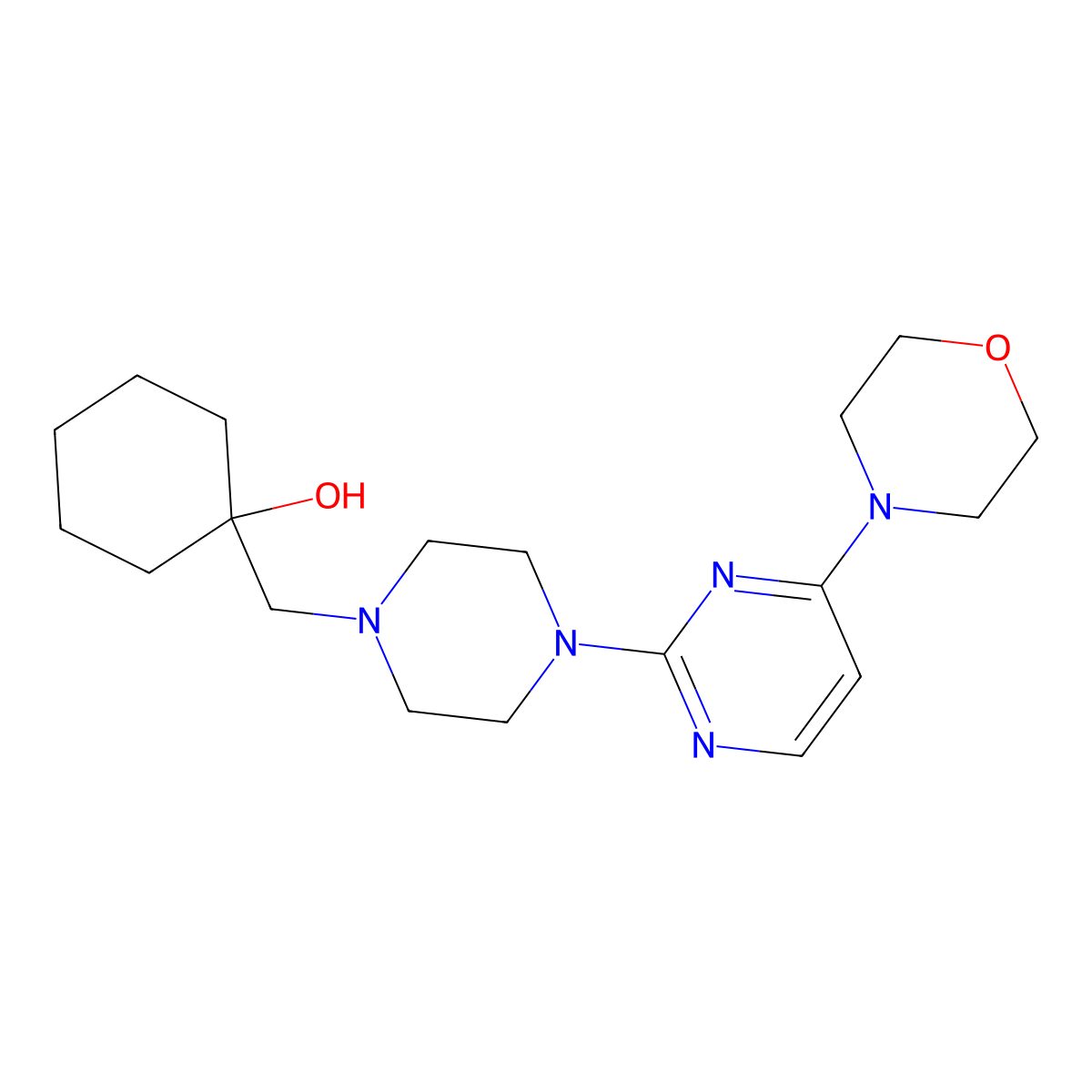 1-({4-[4-(Morpholin-4-yl)pyrimidin-2-yl]piperazin-1-yl}methyl)cyclohexan-1-ol molecular structure, CAS 2742063-66-5