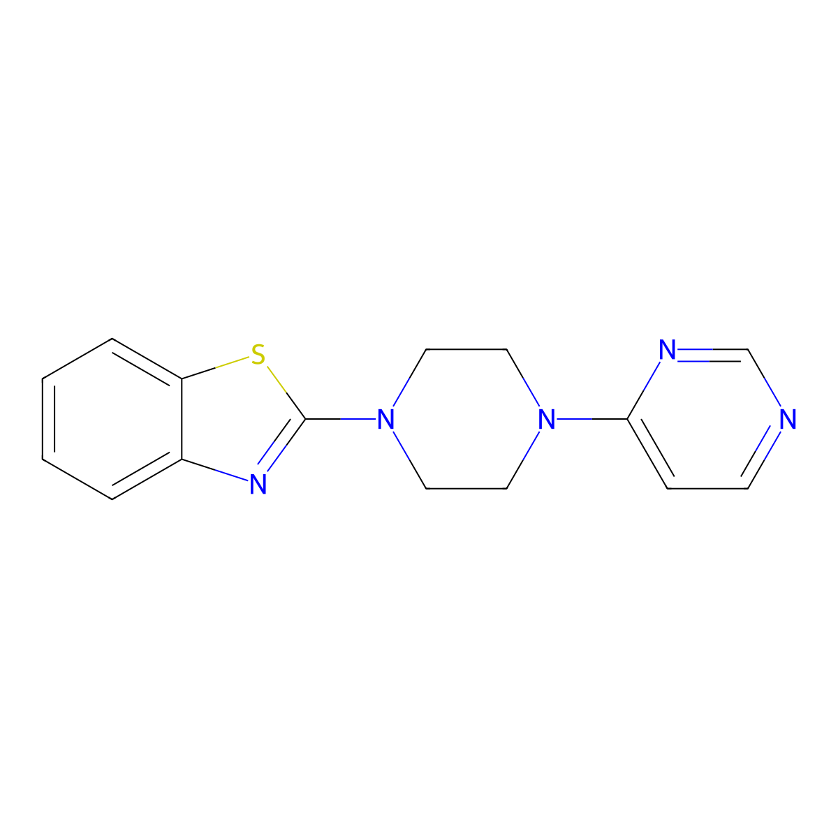 2-[4-(Pyrimidin-4-yl)piperazin-1-yl]-1,3-benzothiazole molecular structure, CAS 2742063-67-6