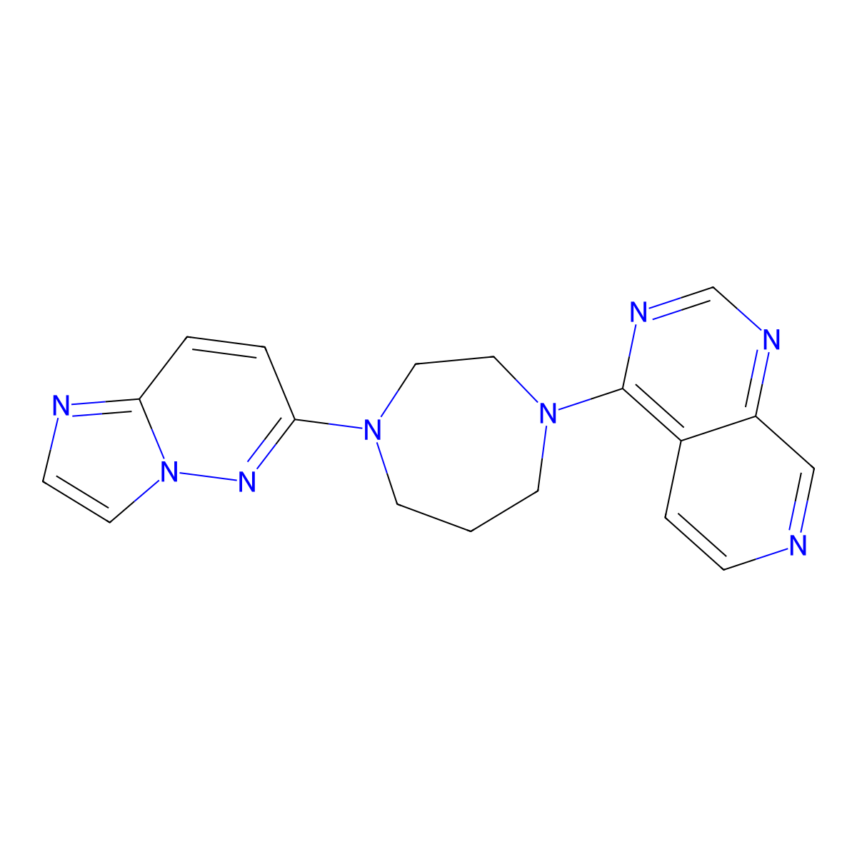 1-{Imidazo[1,2-b]pyridazin-6-yl}-4-{pyrido[3,4-d]pyrimidin-4-yl}-1,4-diazepane molecular structure, CAS 2742063-69-8