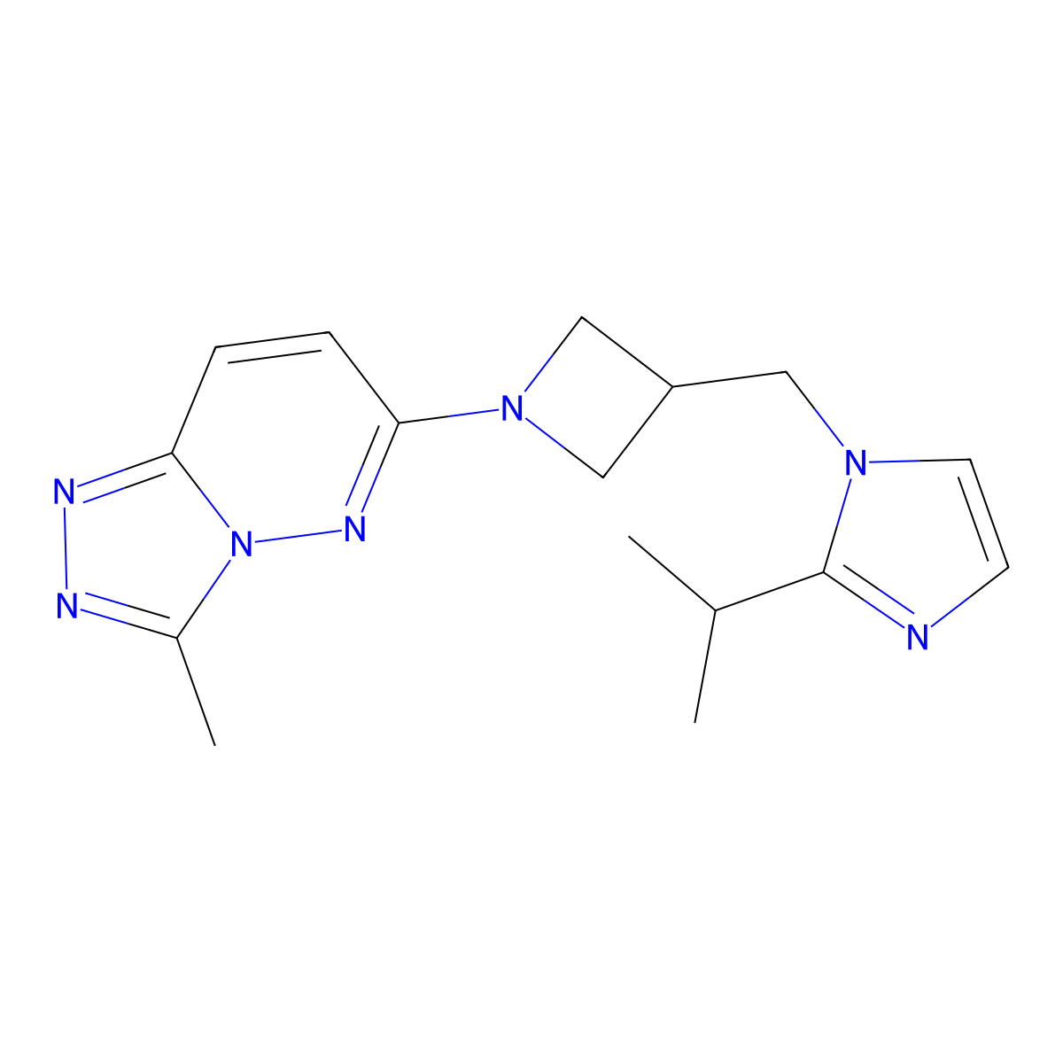 1-[(1-{3-methyl-[1,2,4]triazolo[4,3-b]pyridazin-6-yl}azetidin-3-yl)methyl]-2-(propan-2-yl)-1H-imidazole molecular structure, CAS 2742063-73-4