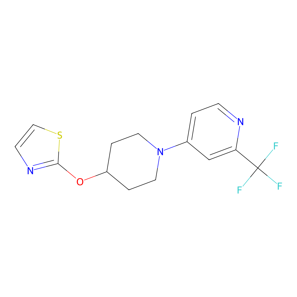 4-[4-(1,3-Thiazol-2-yloxy)piperidin-1-yl]-2-(trifluoromethyl)pyridine molecular structure, CAS 2742063-74-5
