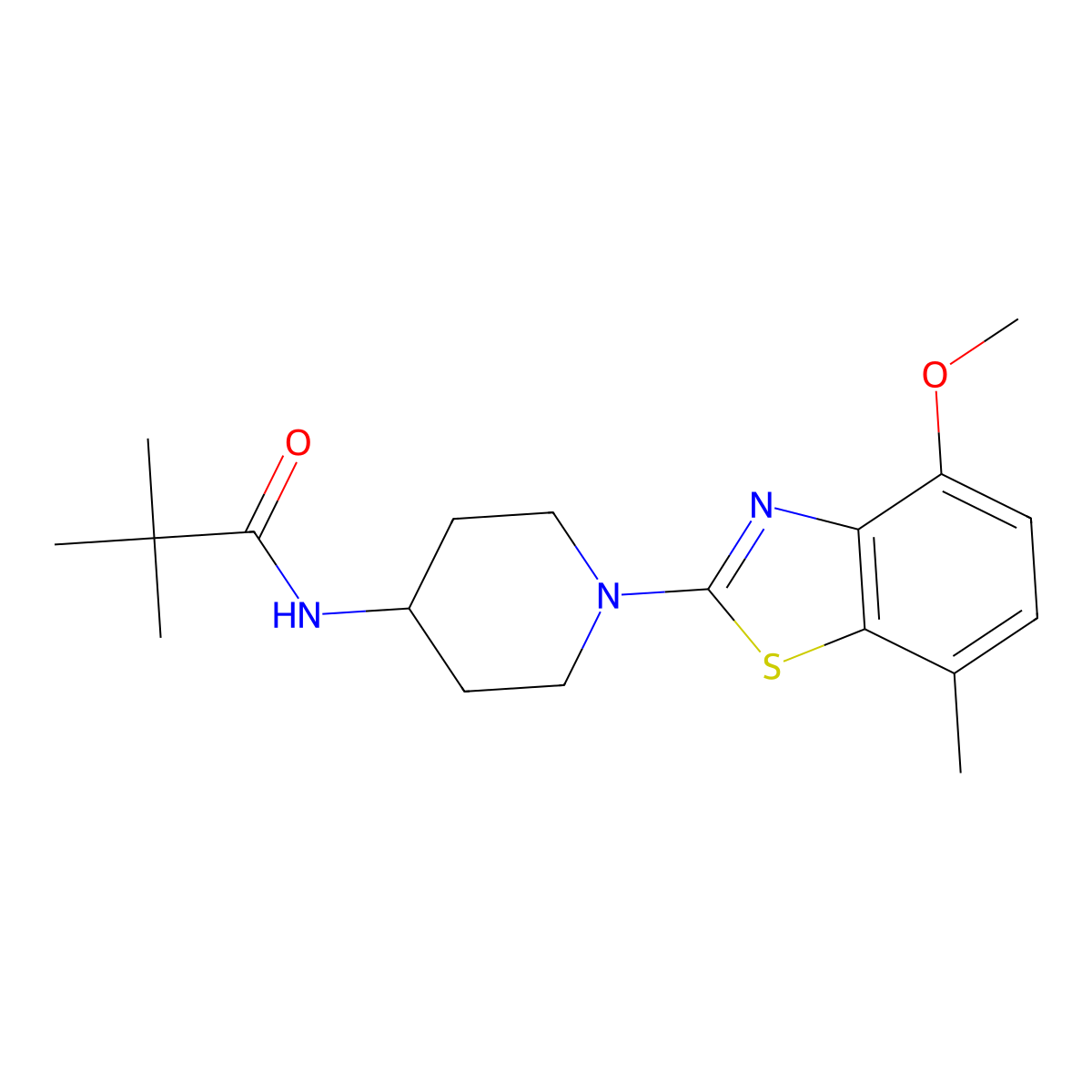 N-[1-(4-methoxy-7-methyl-1,3-benzothiazol-2-yl)piperidin-4-yl]-2,2-dimethylpropanamide molecular structure, CAS 2742063-75-6