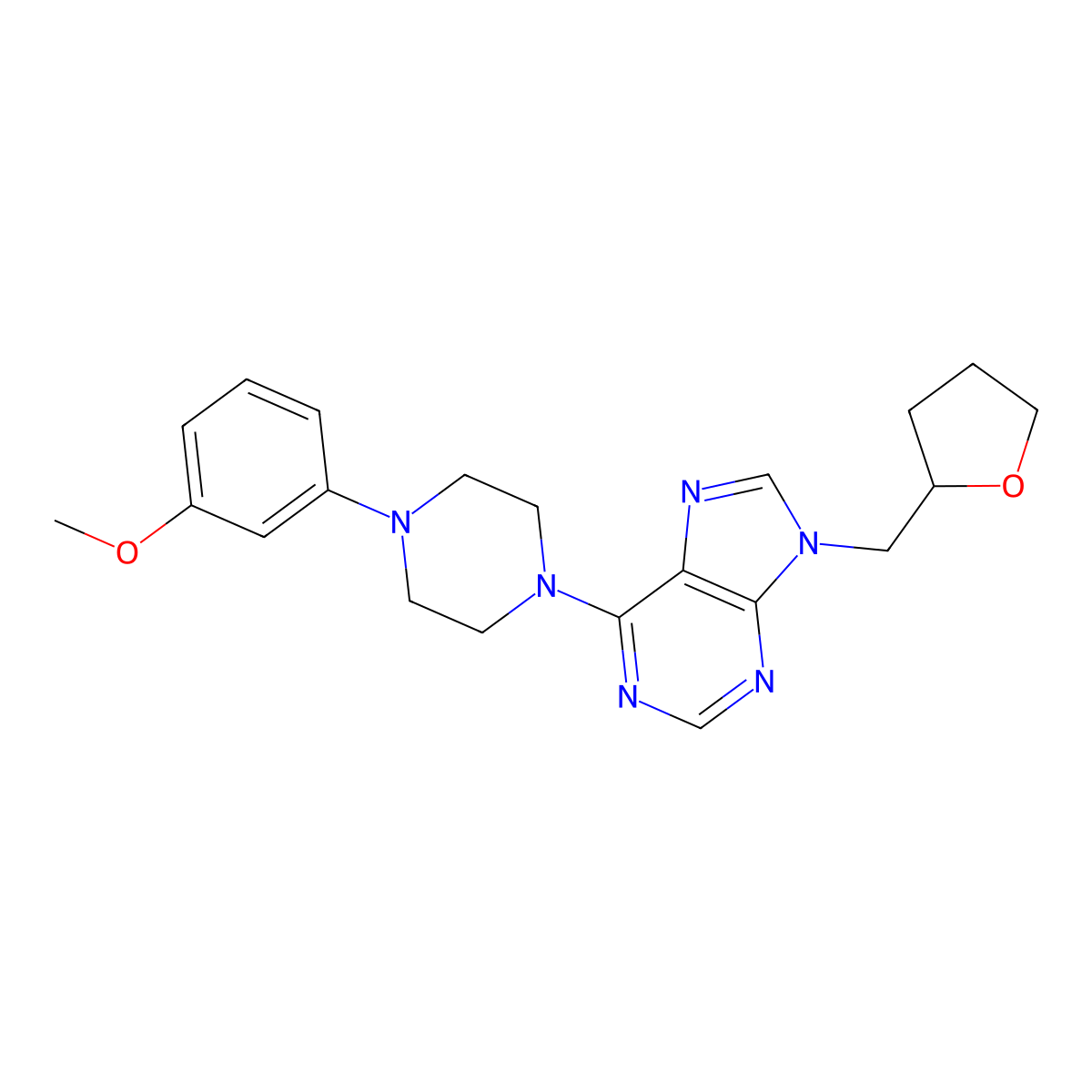 6-[4-(3-methoxyphenyl)piperazin-1-yl]-9-[(oxolan-2-yl)methyl]-9H-purine molecular structure, CAS 2742063-77-8