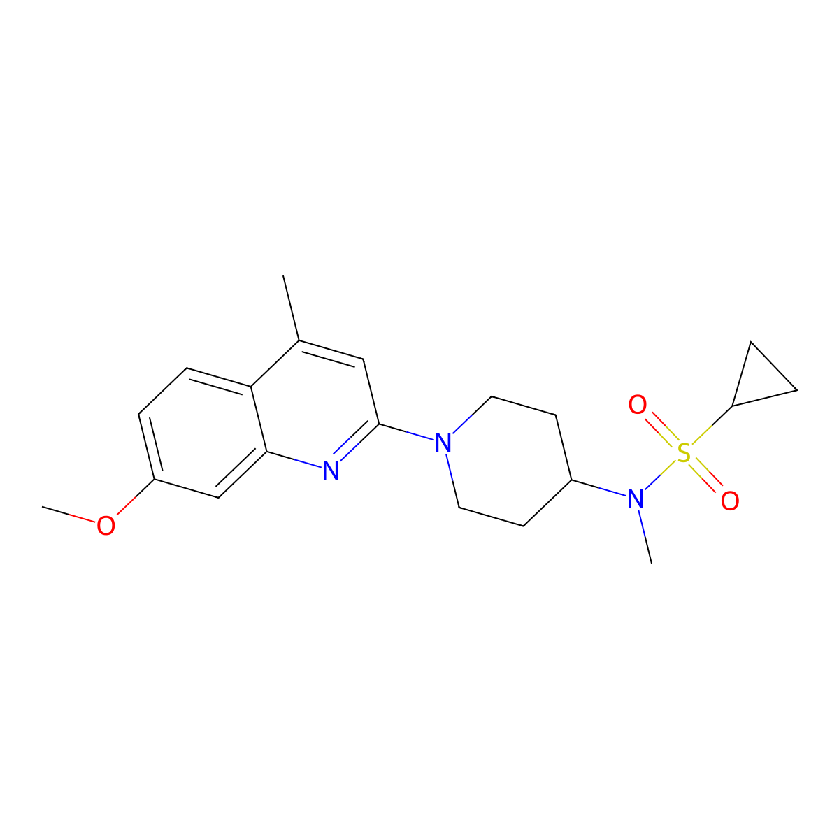 N-[1-(7-methoxy-4-methylquinolin-2-yl)piperidin-4-yl]-N-methylcyclopropanesulfonamide molecular structure, CAS 2742063-78-9