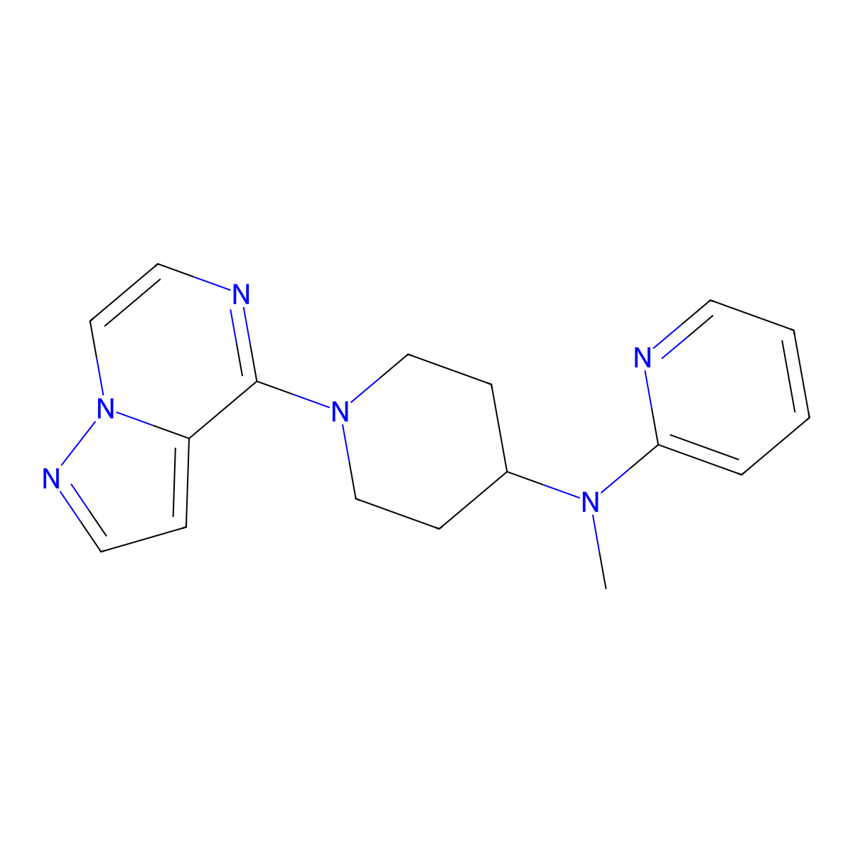 N-methyl-N-(1-{pyrazolo[1,5-a]pyrazin-4-yl}piperidin-4-yl)pyridin-2-amine molecular structure, CAS 2742063-81-4