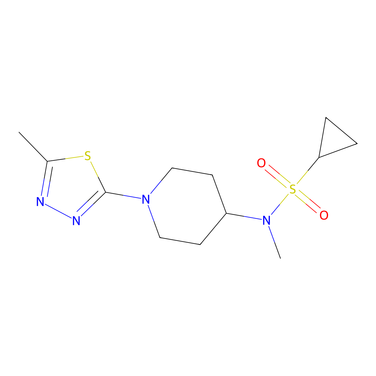 N-methyl-N-[1-(5-methyl-1,3,4-thiadiazol-2-yl)piperidin-4-yl]cyclopropanesulfonamide molecular structure, CAS 2742063-86-9