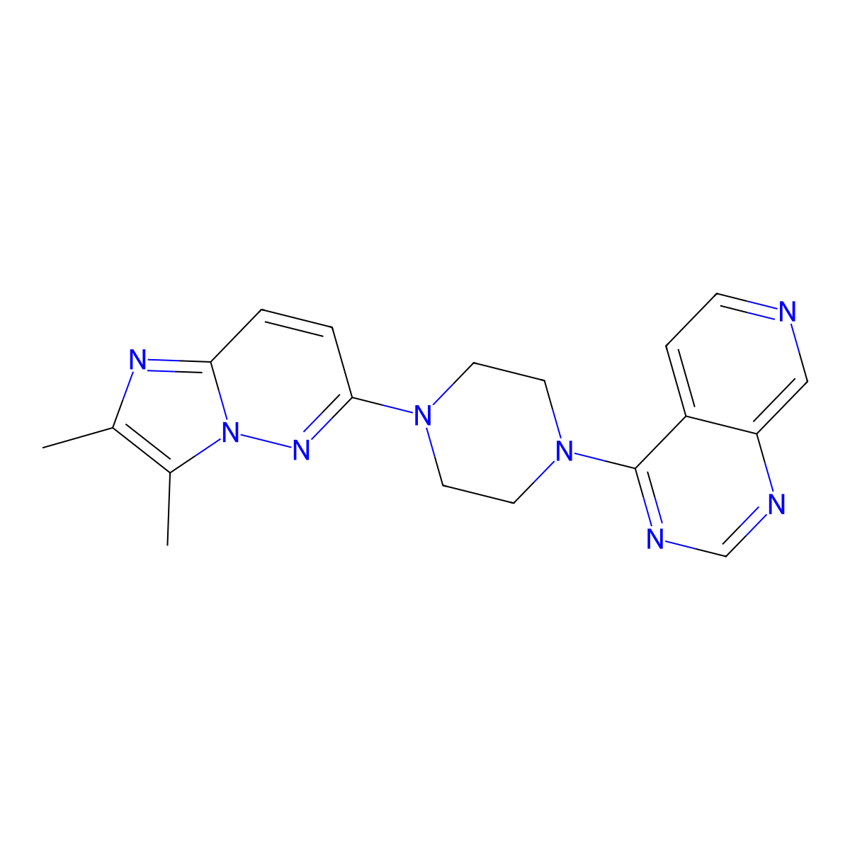 1-{2,3-Dimethylimidazo[1,2-b]pyridazin-6-yl}-4-{pyrido[3,4-d]pyrimidin-4-yl}piperazine molecular structure, CAS 2742063-87-0