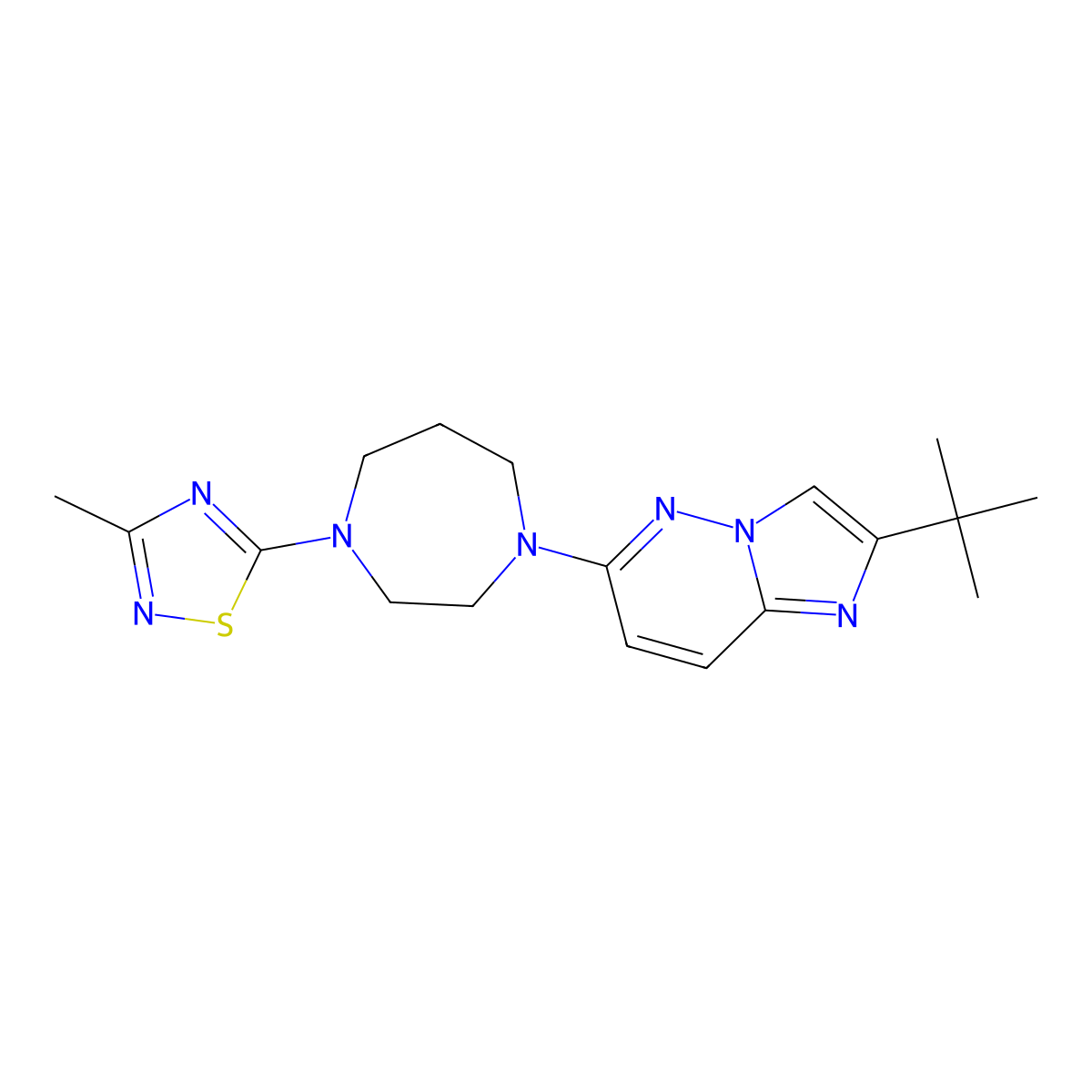 1-{2-Tert-butylimidazo[1,2-b]pyridazin-6-yl}-4-(3-methyl-1,2,4-thiadiazol-5-yl)-1,4-diazepane molecular structure, CAS 2742063-90-5