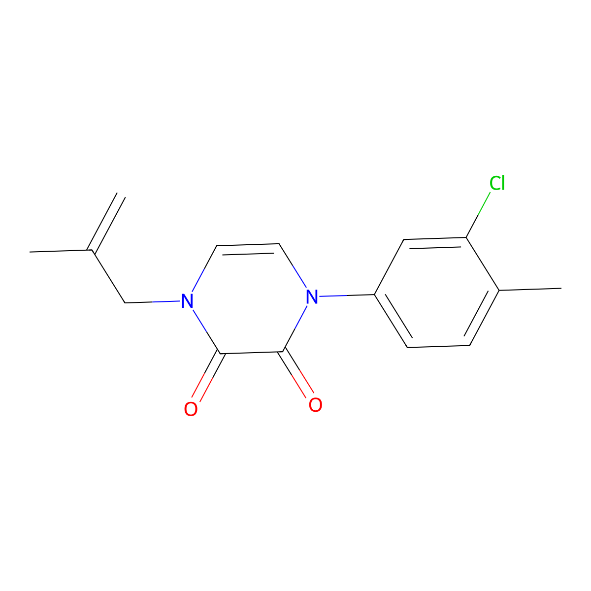 1-(3-Chloro-4-methylphenyl)-4-(2-methylprop-2-en-1-yl)-1,2,3,4-tetrahydropyrazine-2,3-dione molecular structure, CAS 2742063-93-8