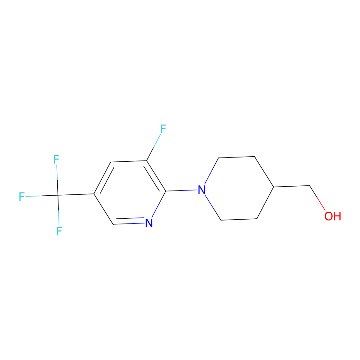 {1-[3-Fluoro-5-(trifluoromethyl)pyridin-2-yl]piperidin-4-yl}methanol molecular structure, CAS 2742063-94-9
