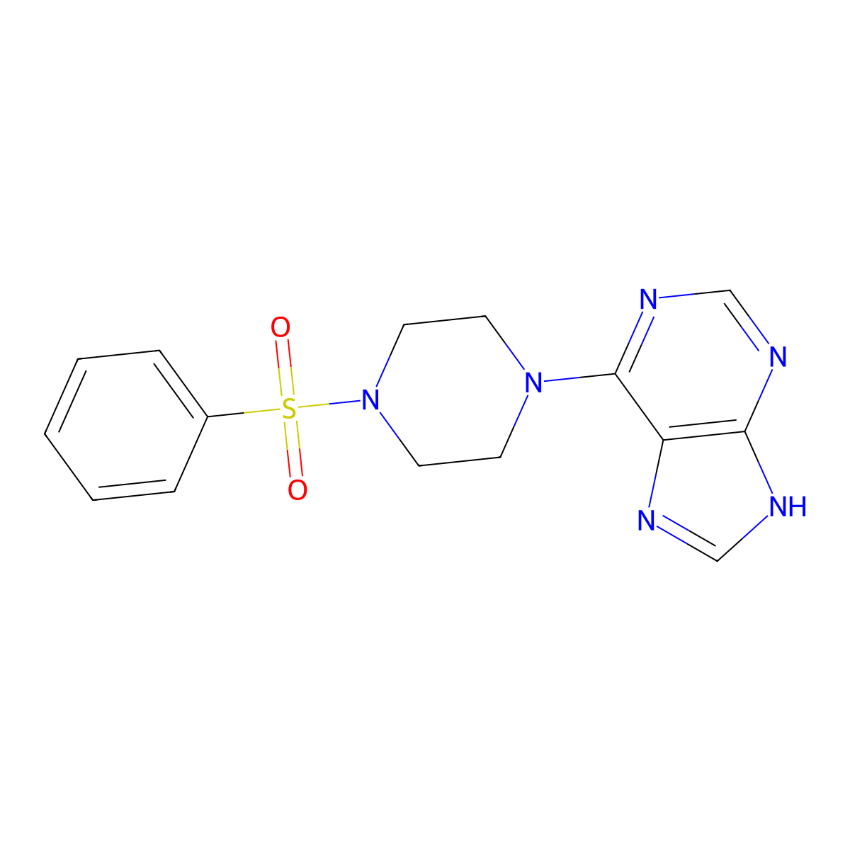 6-[4-(benzenesulfonyl)piperazin-1-yl]-9H-purine molecular structure, CAS 2742063-98-3
