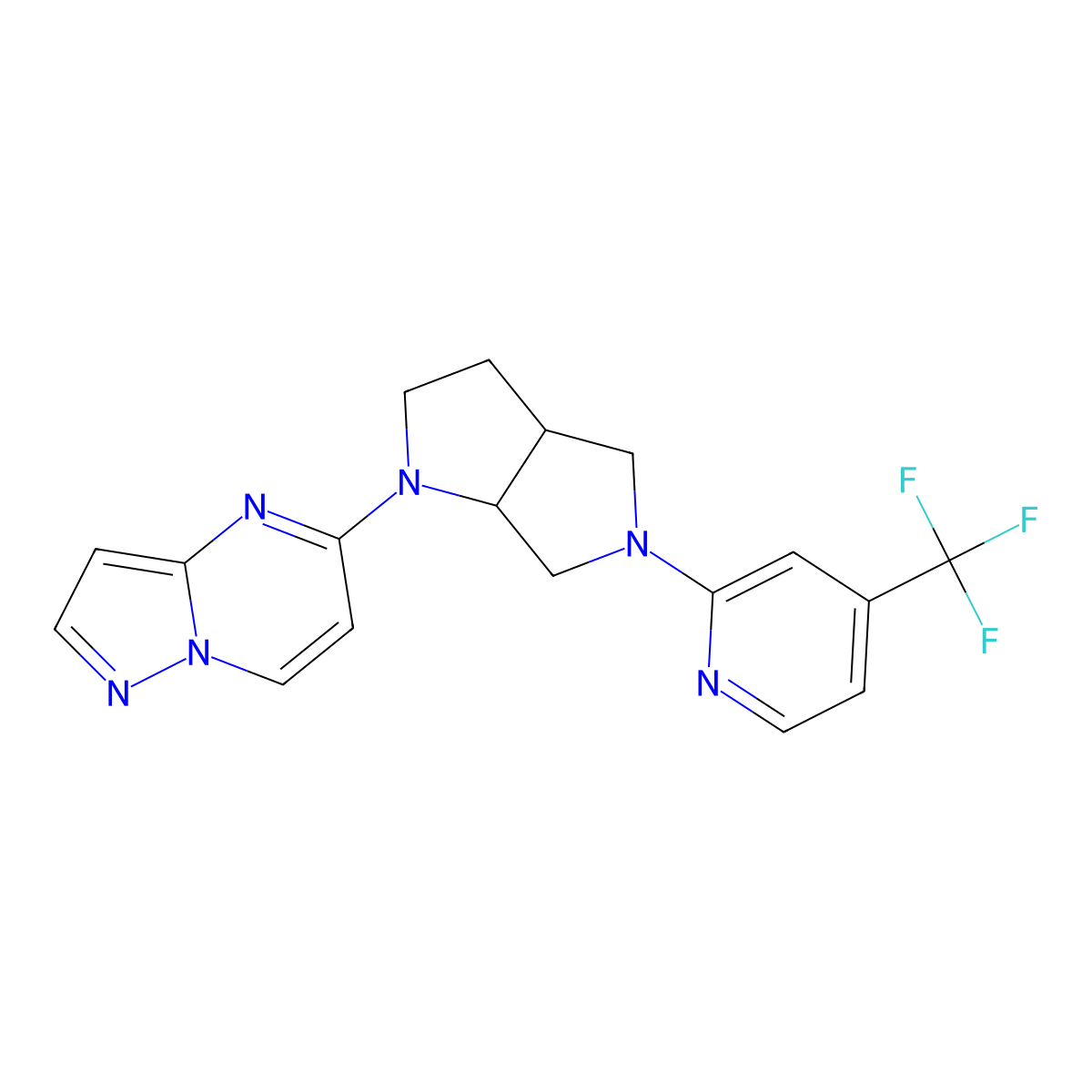2-(1-{Pyrazolo[1,5-a]pyrimidin-5-yl}-octahydropyrrolo[2,3-c]pyrrol-5-yl)-4-(trifluoromethyl)pyridine molecular structure, CAS 2742063-99-4
