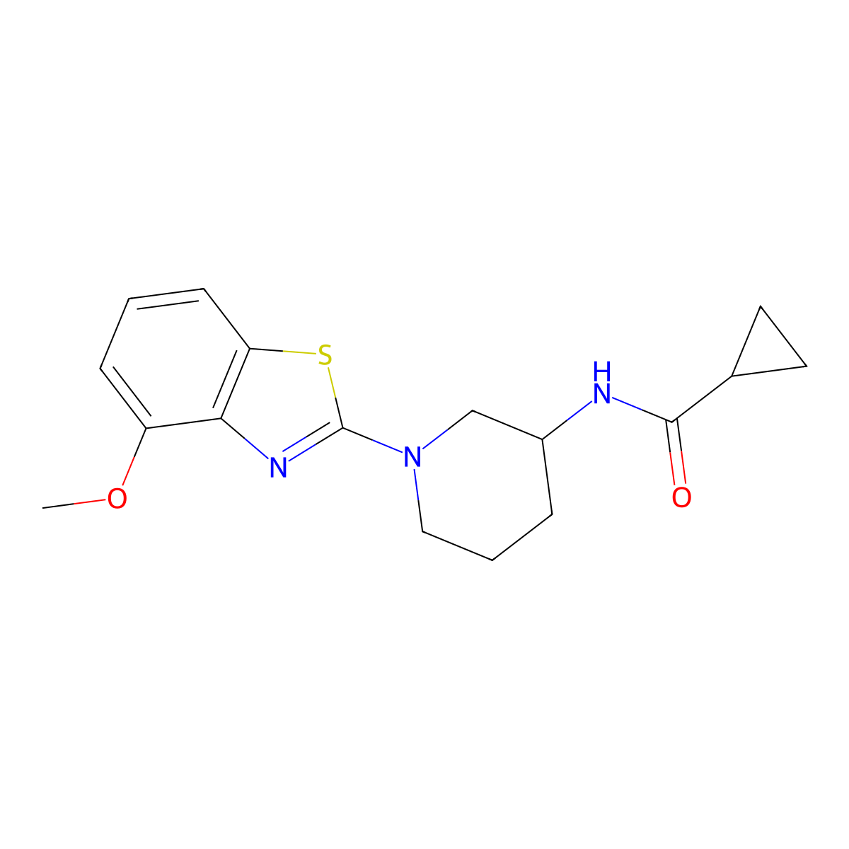 N-[1-(4-methoxy-1,3-benzothiazol-2-yl)piperidin-3-yl]cyclopropanecarboxamide molecular structure, CAS 2742064-00-0