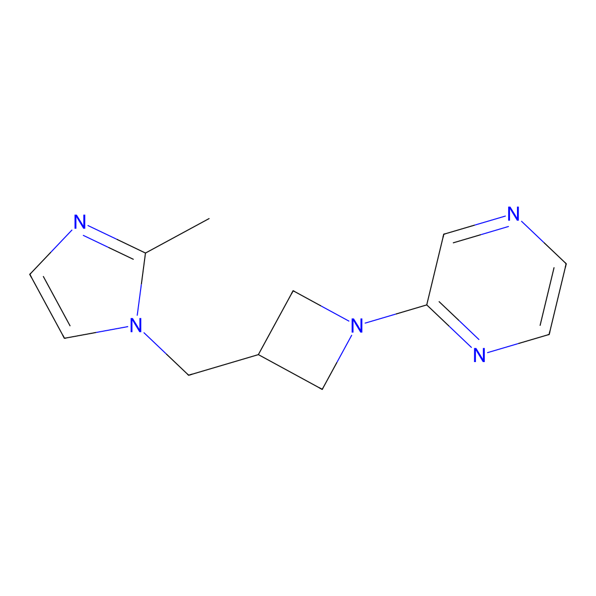 2-{3-[(2-methyl-1H-imidazol-1-yl)methyl]azetidin-1-yl}pyrazine molecular structure, CAS 2742064-07-7
