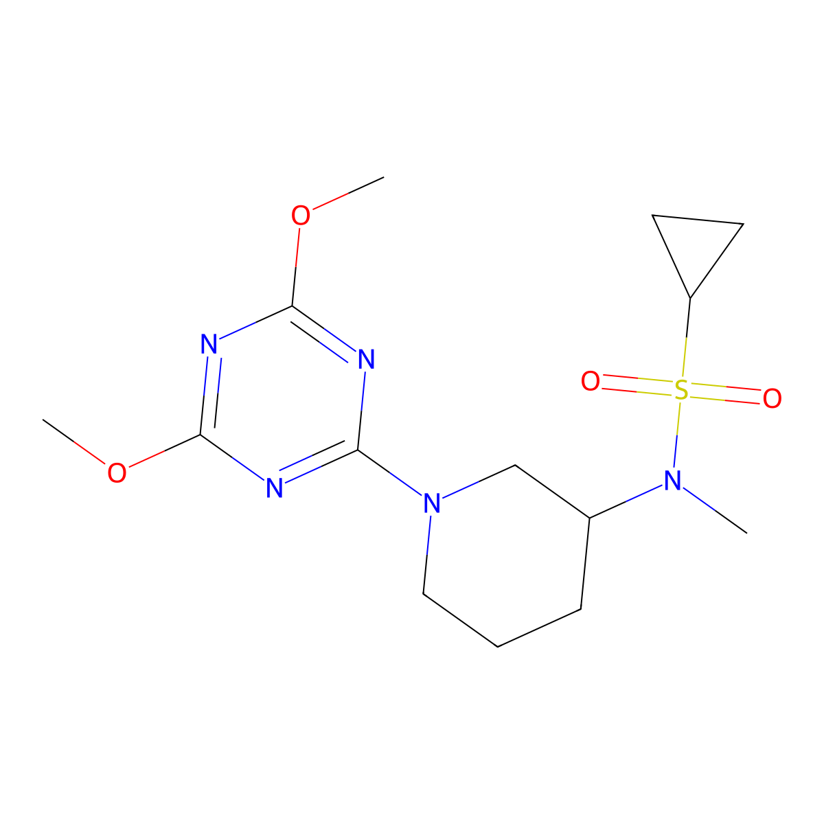 N-[1-(4,6-dimethoxy-1,3,5-triazin-2-yl)piperidin-3-yl]-N-methylcyclopropanesulfonamide molecular structure, CAS 2742064-08-8