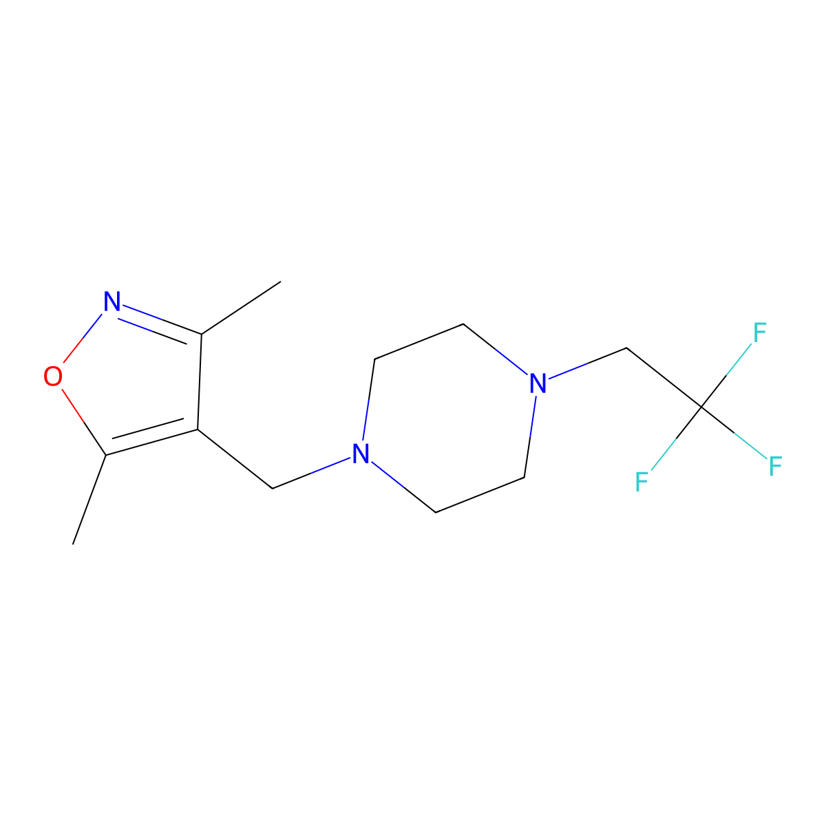 1-[(3,5-Dimethyl-1,2-oxazol-4-yl)methyl]-4-(2,2,2-trifluoroethyl)piperazine molecular structure, CAS 2742064-21-5