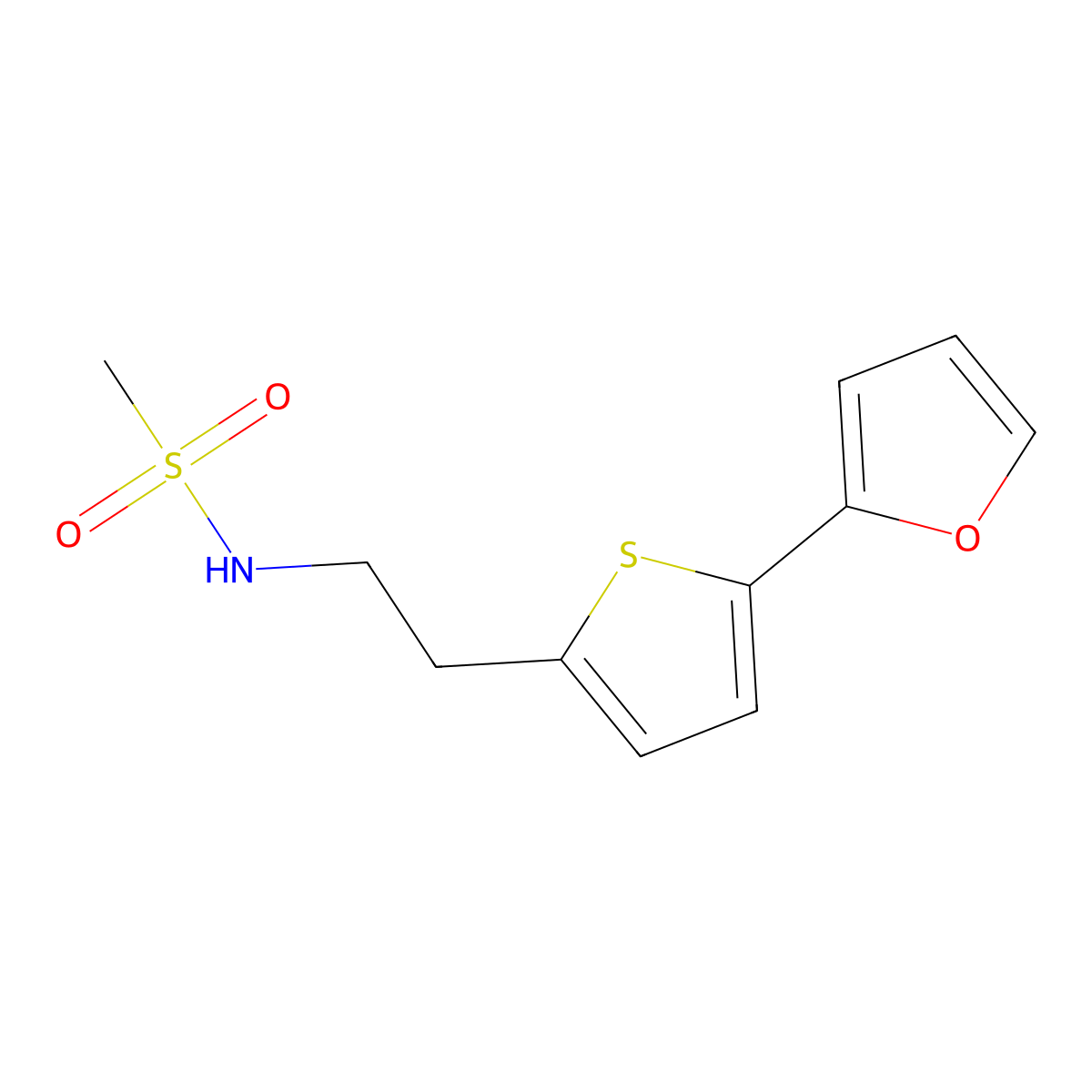 N-{2-[5-(furan-2-yl)thiophen-2-yl]ethyl}methanesulfonamide molecular structure, CAS 2742064-25-9