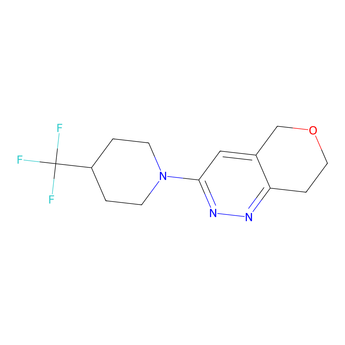 1-{5H,7H,8H-pyrano[4,3-c]pyridazin-3-yl}-4-(trifluoromethyl)piperidine molecular structure, CAS 2742064-30-6
