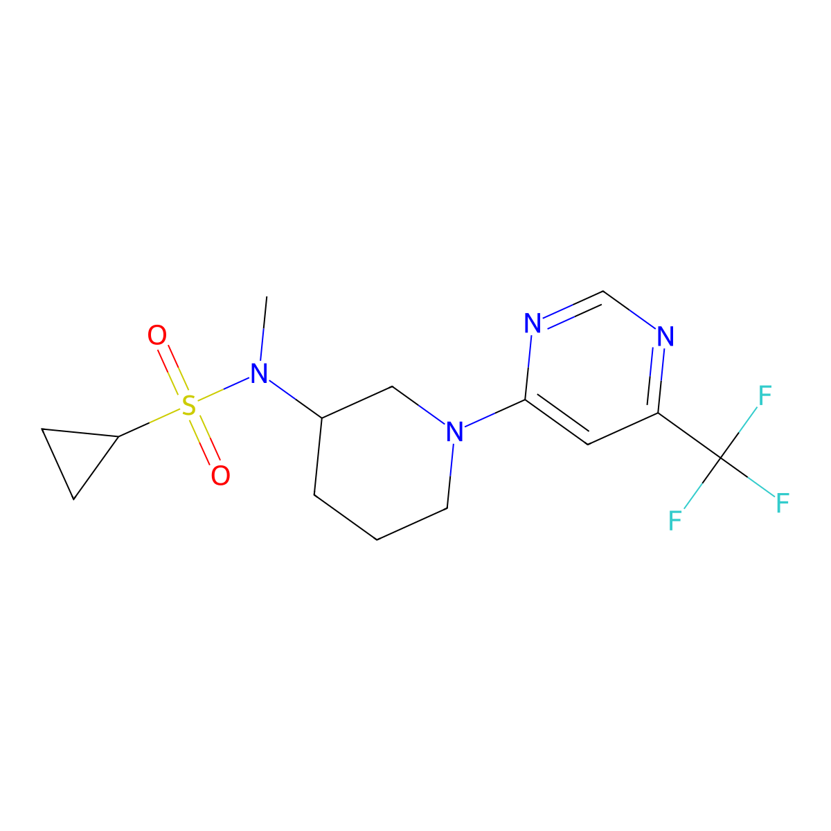 N-methyl-N-{1-[6-(trifluoromethyl)pyrimidin-4-yl]piperidin-3-yl}cyclopropanesulfonamide molecular structure, CAS 2742064-31-7