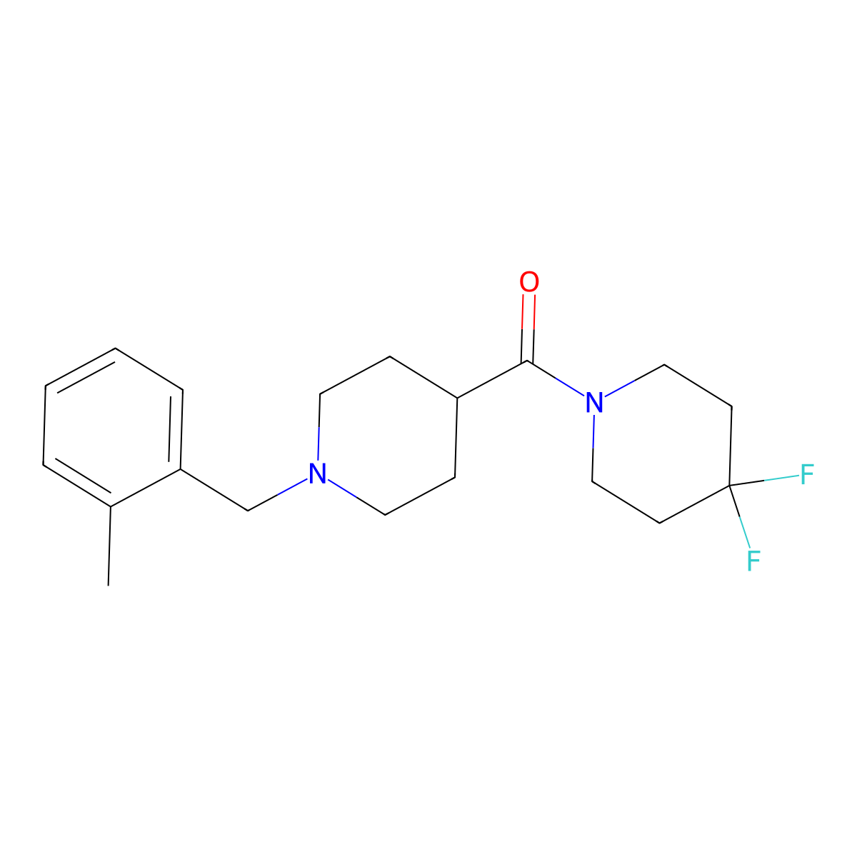 4,4-Difluoro-1-{1-[(2-methylphenyl)methyl]piperidine-4-carbonyl}piperidine molecular structure, CAS 2742064-39-5