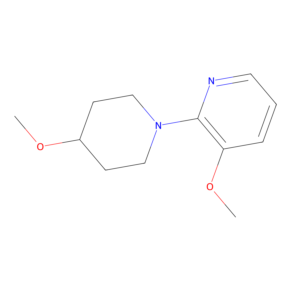 3-Methoxy-2-(4-methoxypiperidin-1-yl)pyridine molecular structure, CAS 2742064-40-8