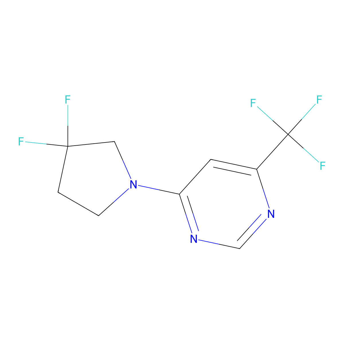 4-(3,3-Difluoropyrrolidin-1-yl)-6-(trifluoromethyl)pyrimidine molecular structure, CAS 2742064-48-6