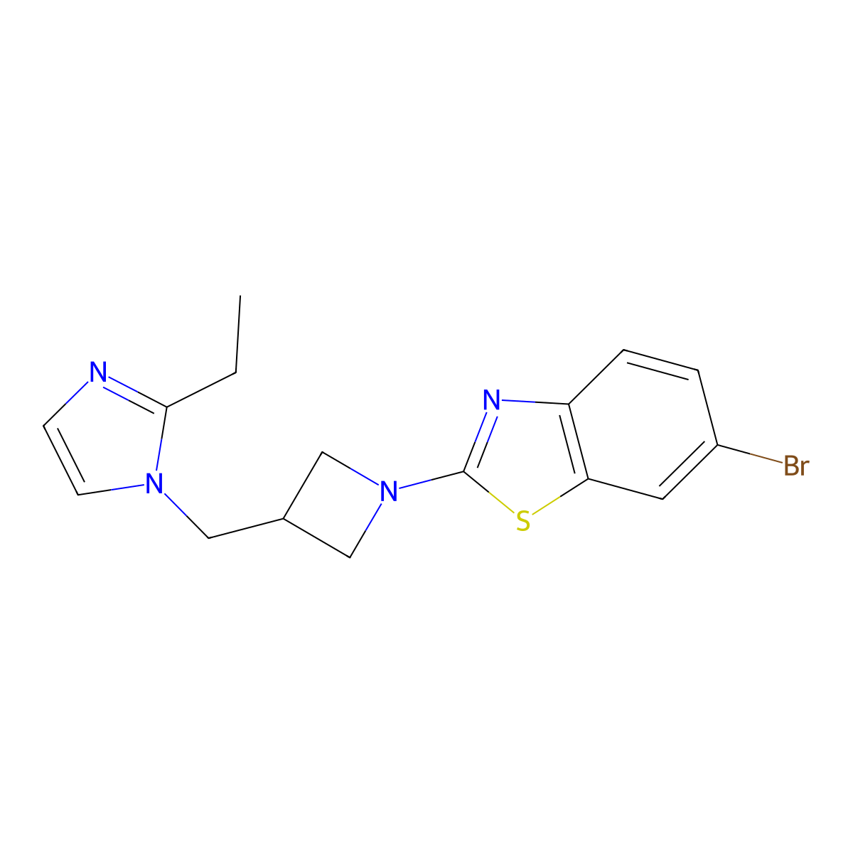 6-bromo-2-{3-[(2-ethyl-1H-imidazol-1-yl)methyl]azetidin-1-yl}-1,3-benzothiazole molecular structure, CAS 2742064-49-7