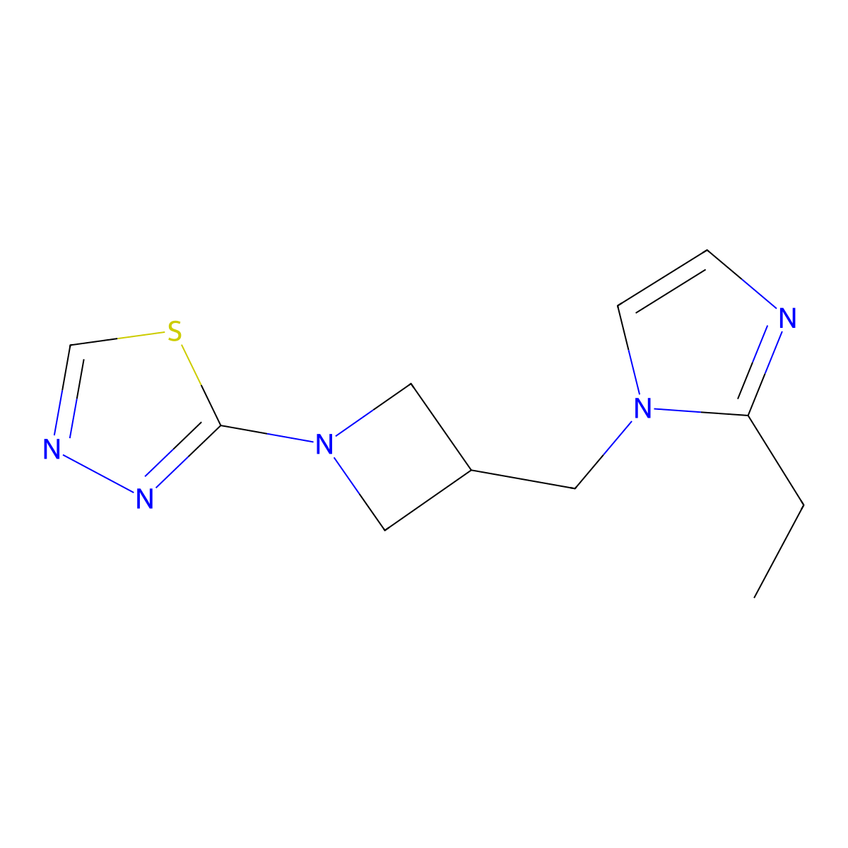 2-{3-[(2-ethyl-1H-imidazol-1-yl)methyl]azetidin-1-yl}-1,3,4-thiadiazole molecular structure, CAS 2742064-50-0